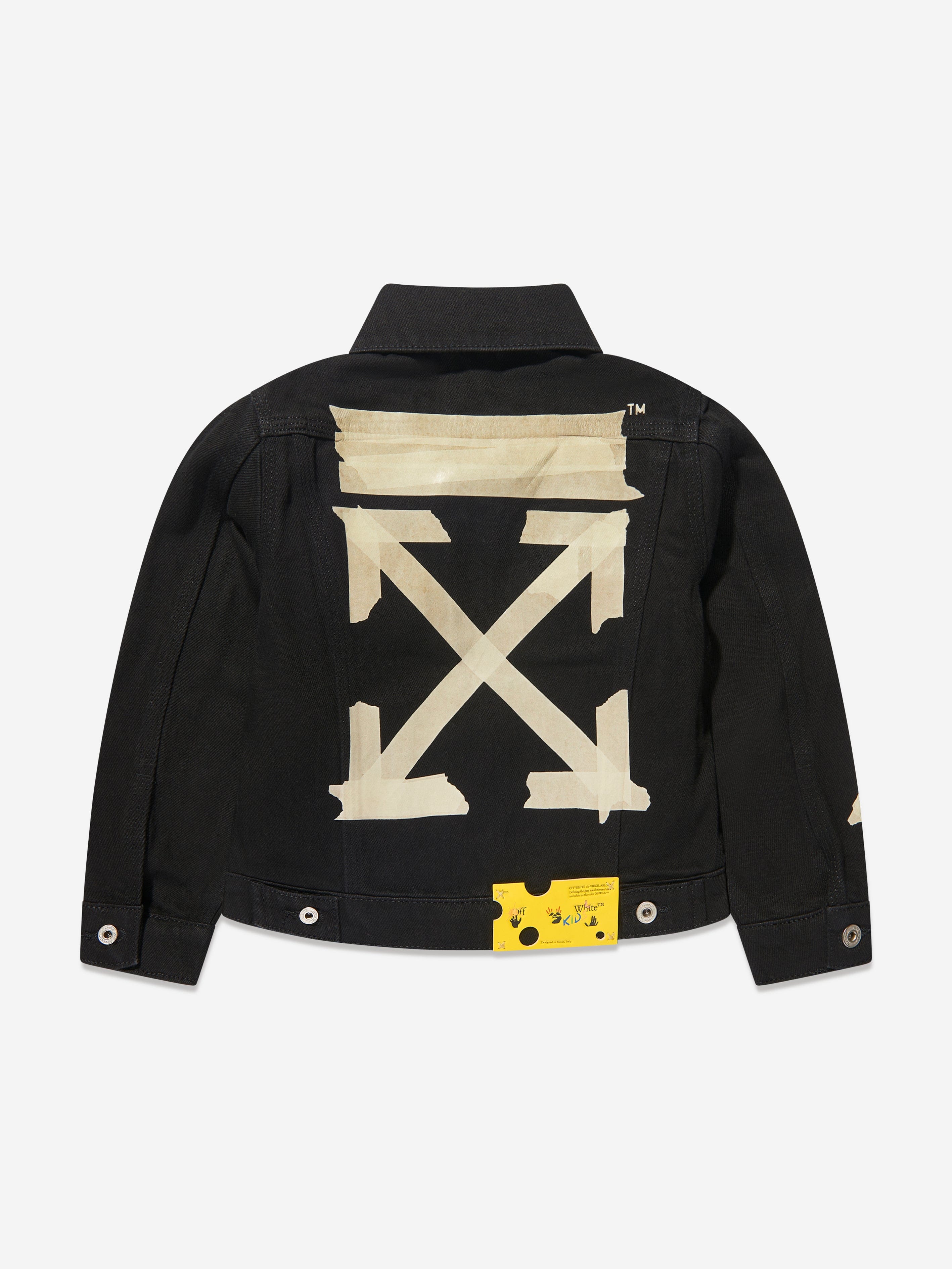 Off-White Boys Paper Tape Arrow Denim Jacket in Black