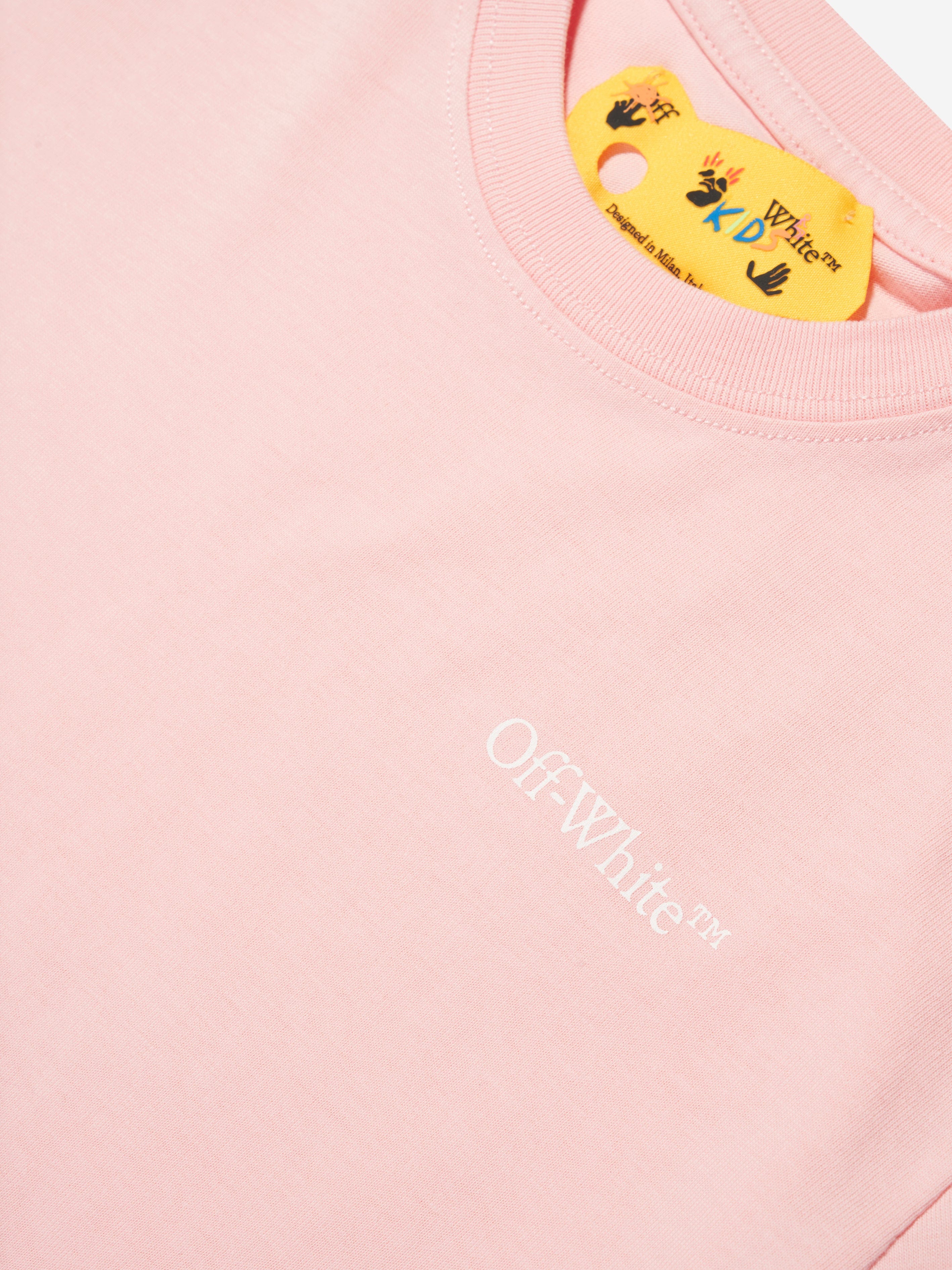 Off-White Girls Classic Arrow Tab T-Shirt in Pink