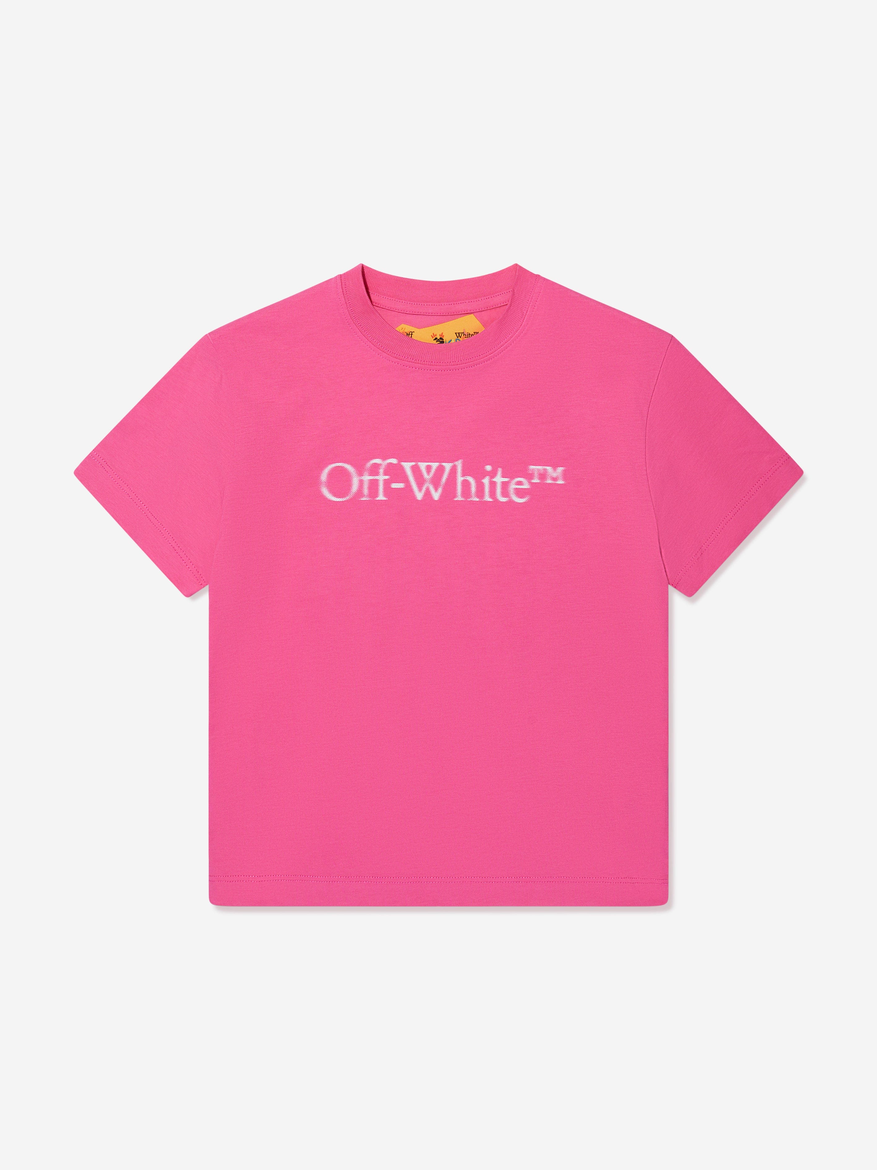 Off-White Girls Bookish Bit Logo T-Shirt in Pink