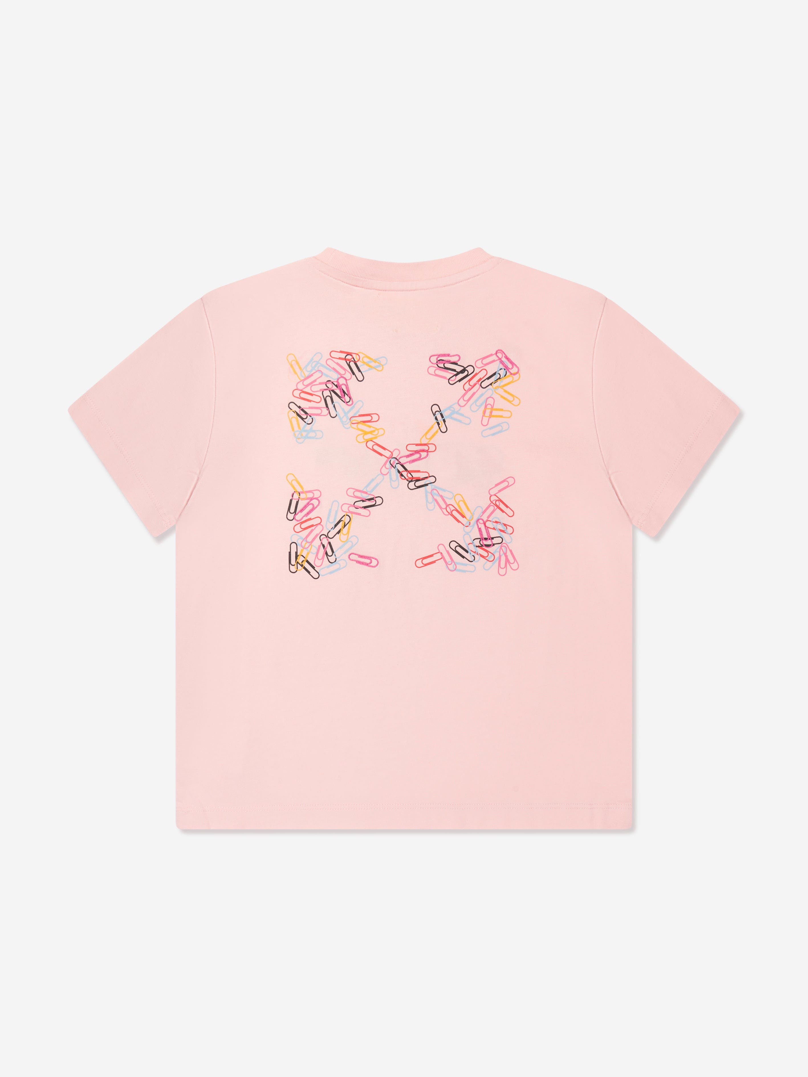 Off-White Girls Paper Clips Arrow T-Shirt in Pink