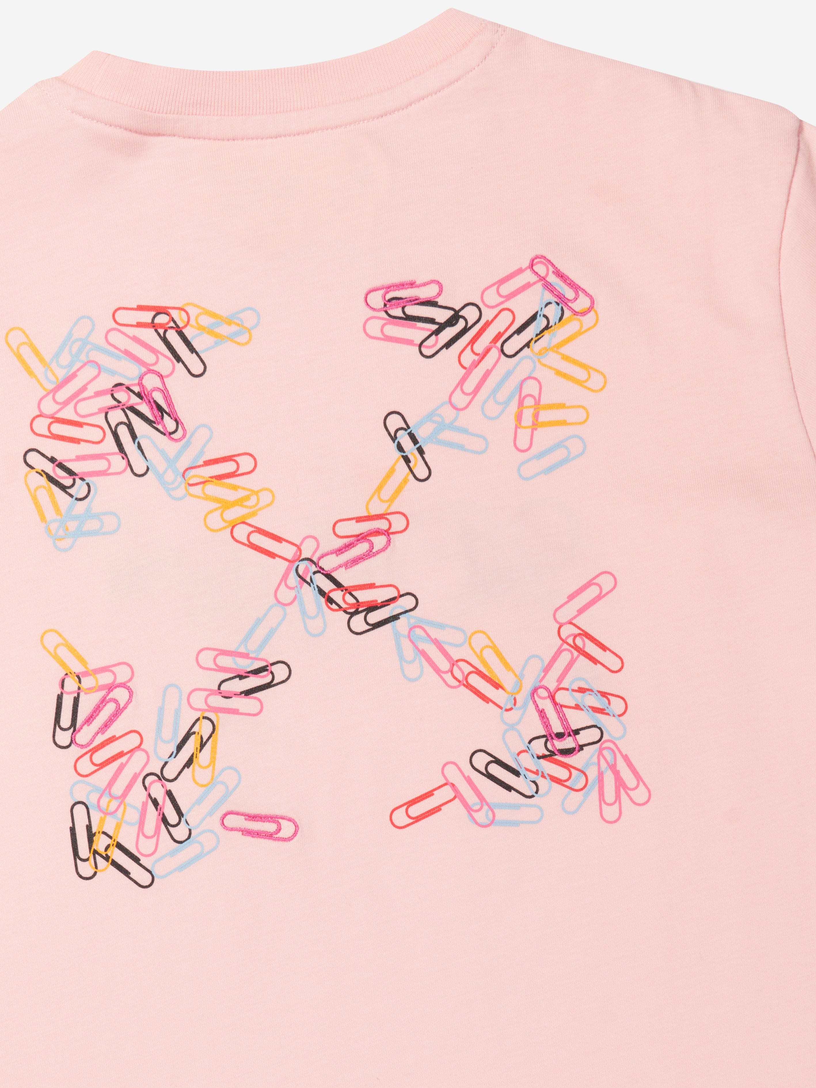 Off-White Girls Paper Clips Arrow T-Shirt in Pink