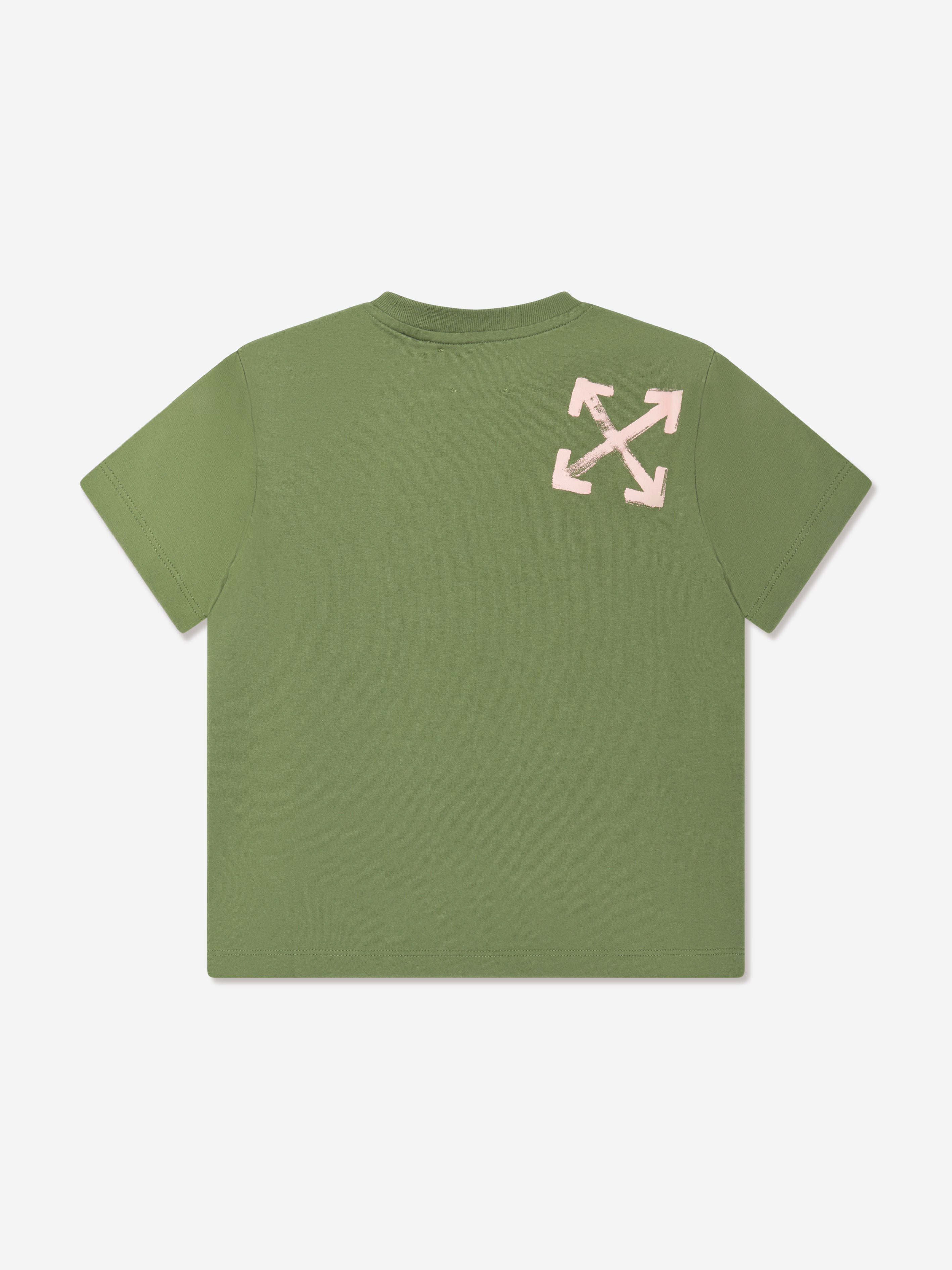 Off-White Girls Paint Script T-Shirt in Green