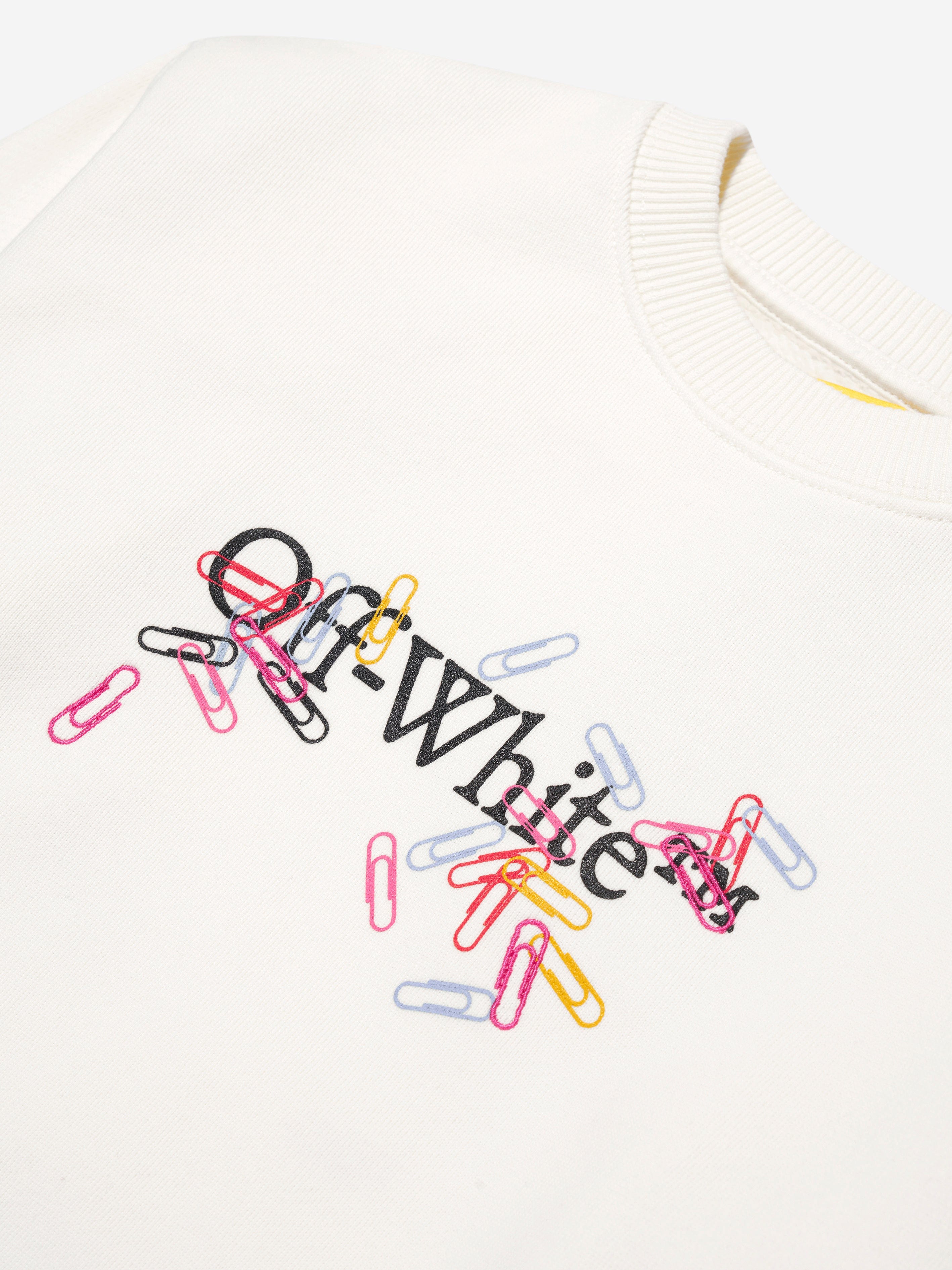 Off-White Girls Paper Clips Arrow Sweatshirt in Ivory