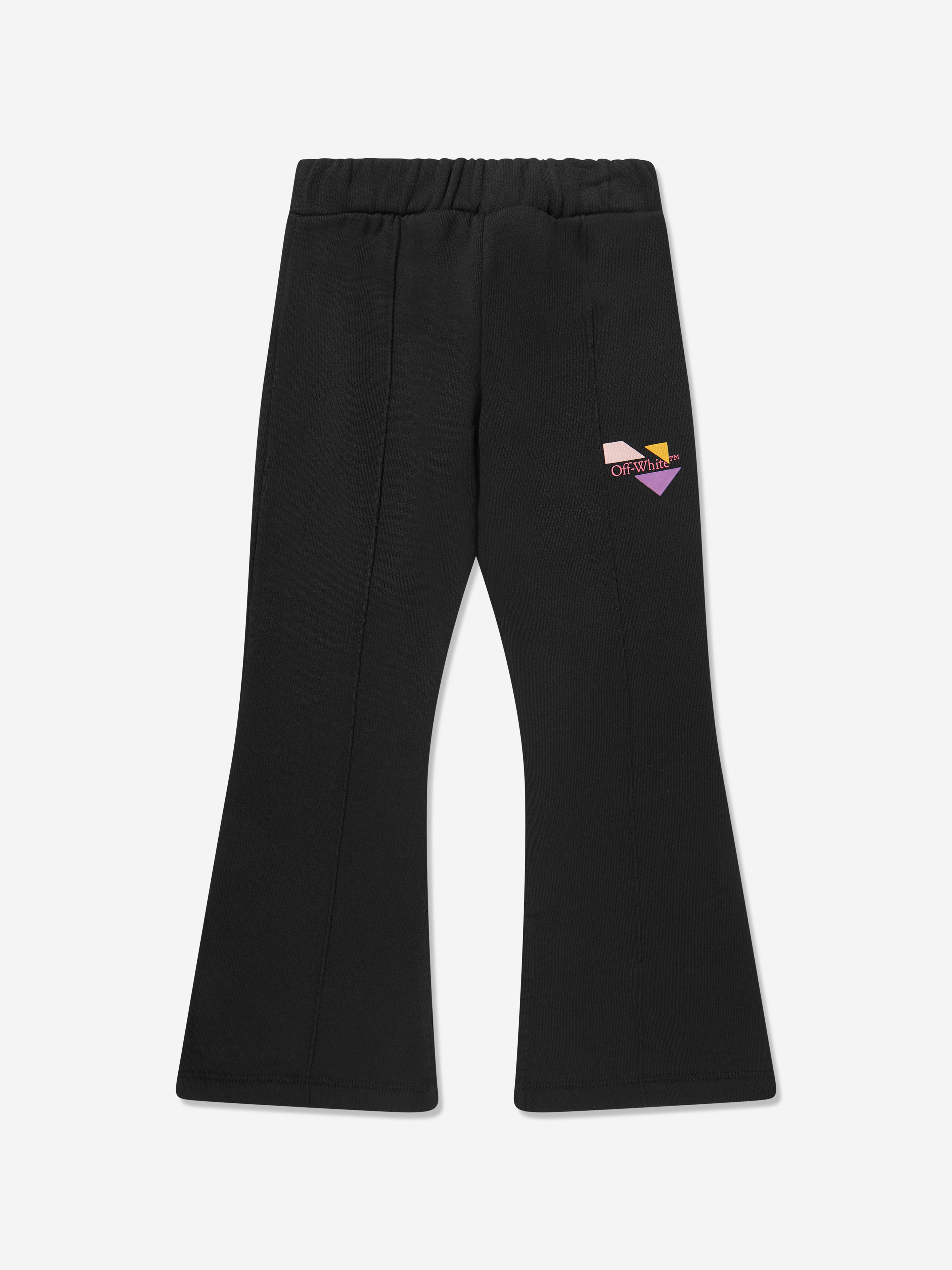 Off-White Girls Logo Geometric Flare Sweatpants in Black