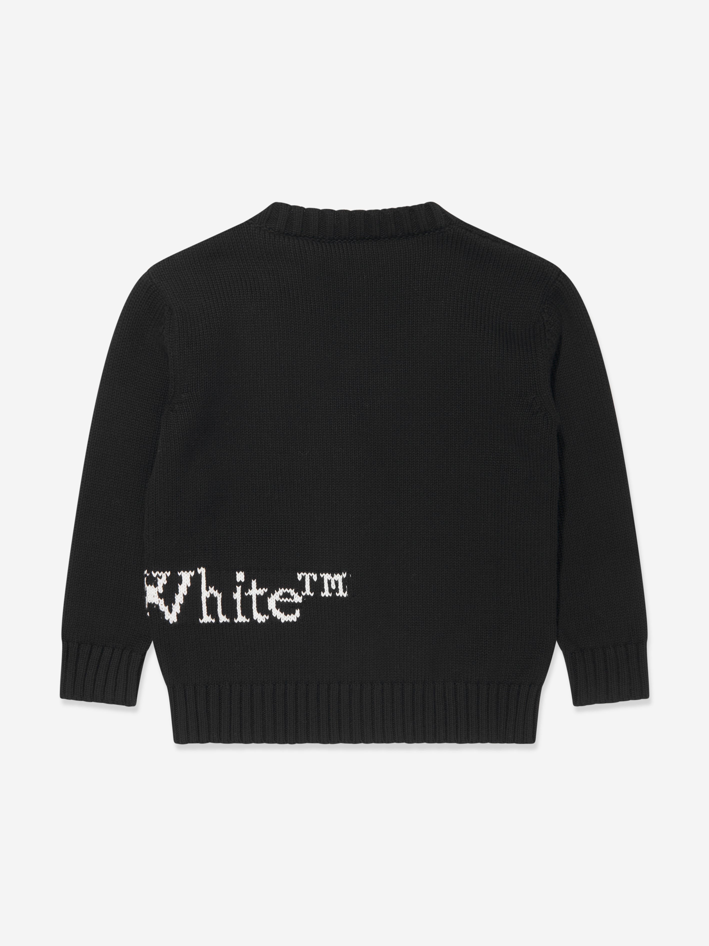 Off-White Girls Off Logo Knit Cardigan in Black