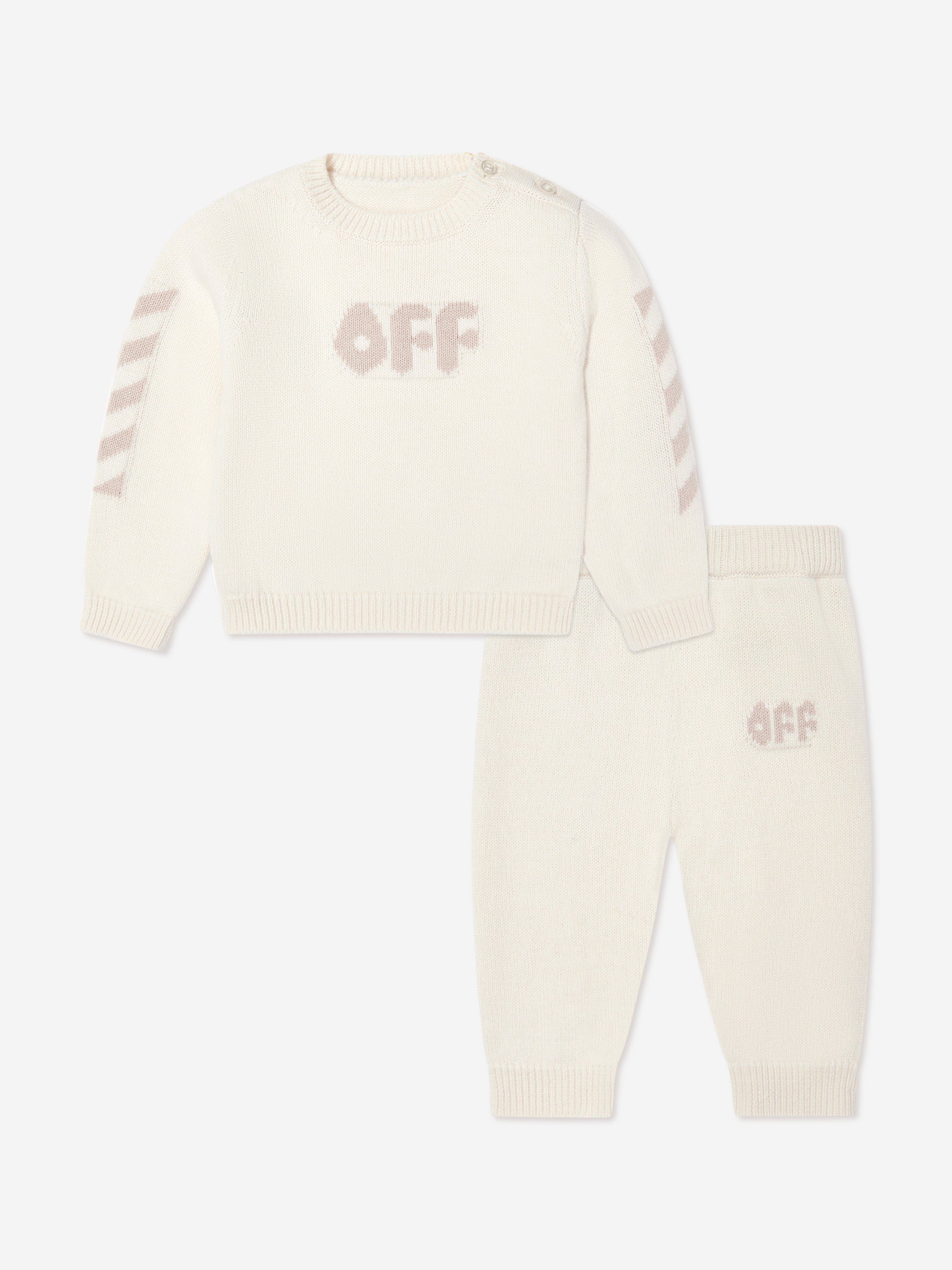 Off-White Baby Off Chunky Knit Tracksuit in White