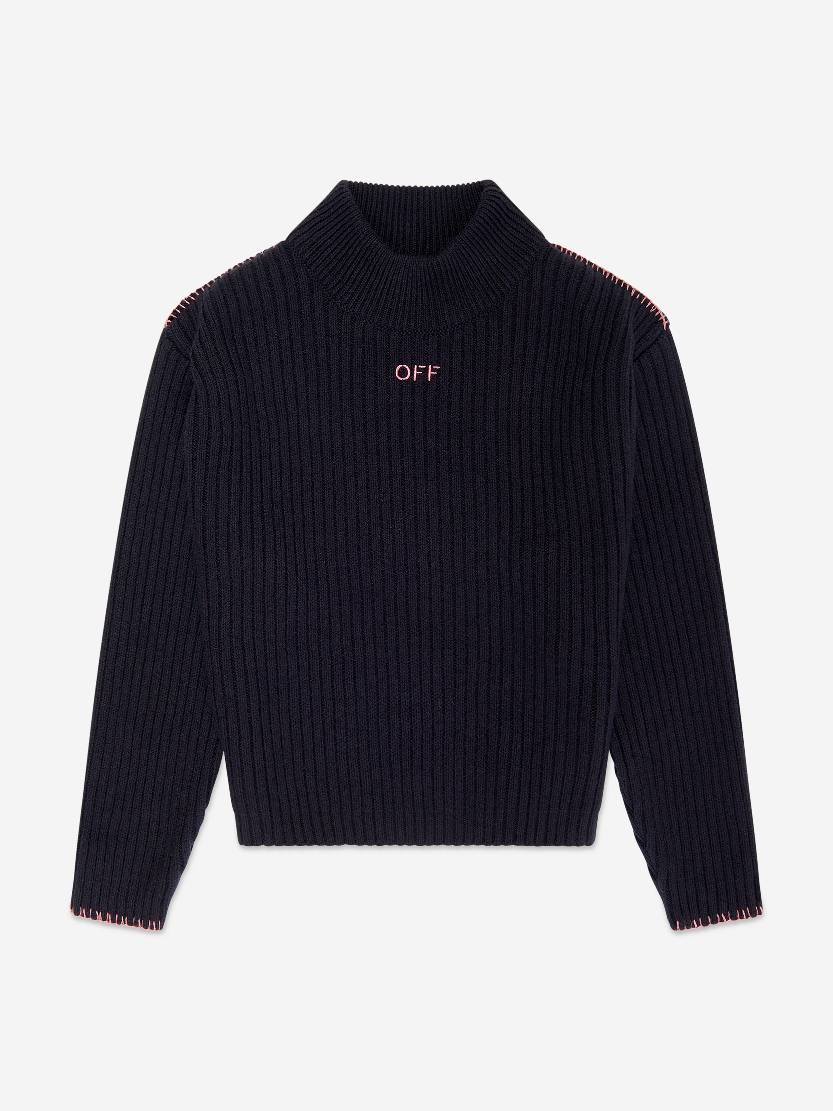 Off-White Girls Off Stamp Clear Rib Jumper in Black