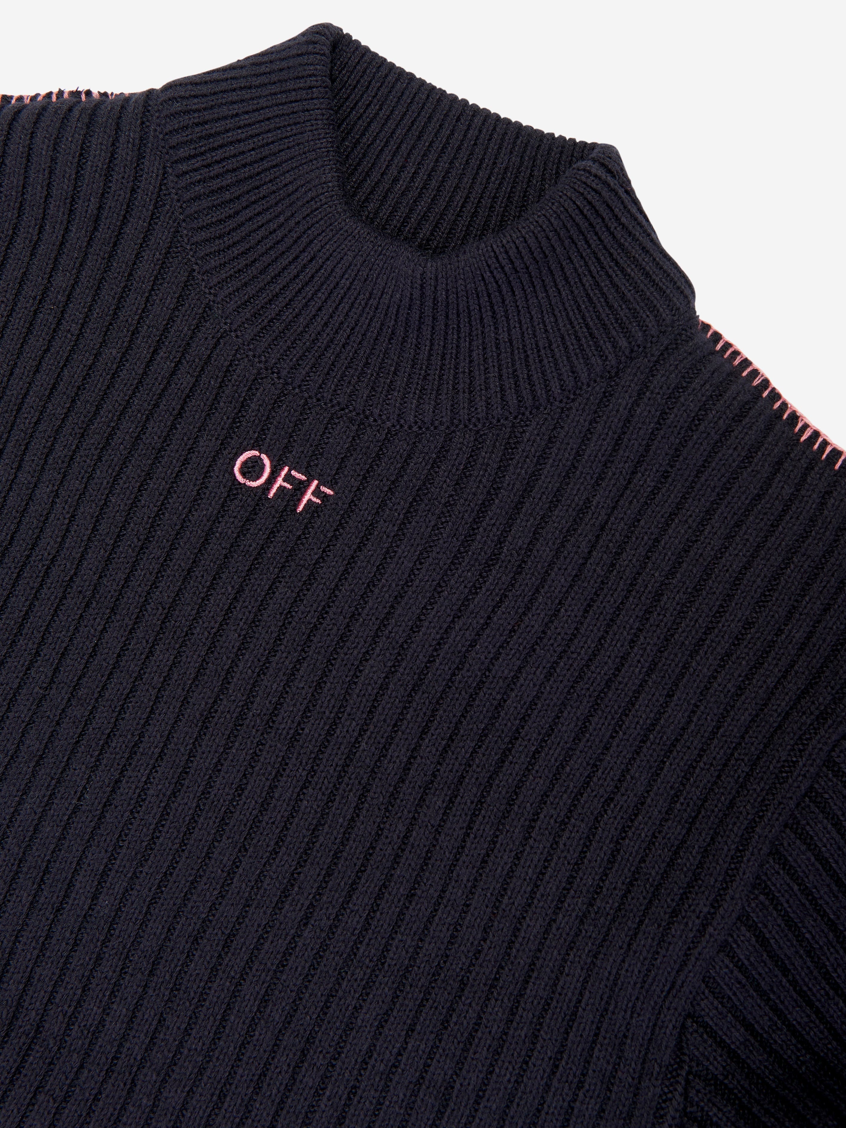 Off-White Girls Off Stamp Clear Rib Jumper in Black