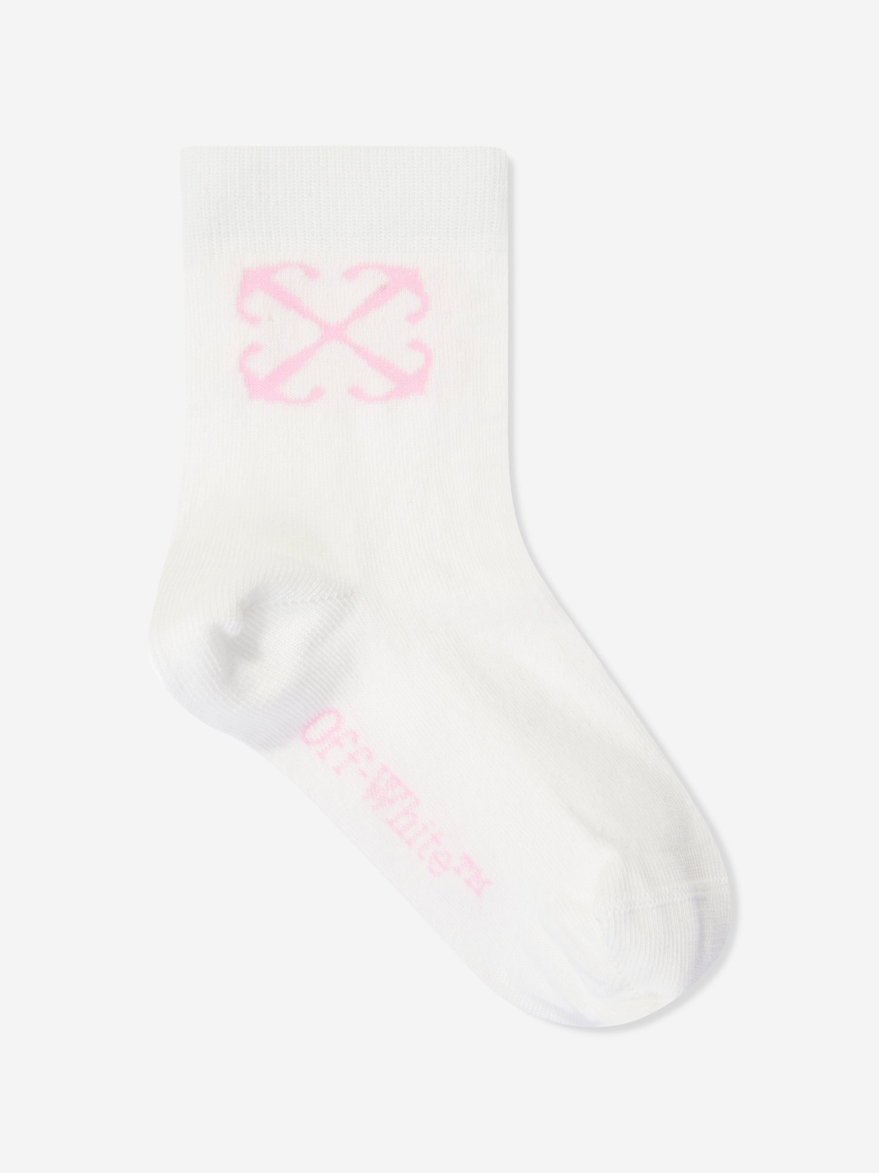 Girls Arrow Mid High Socks in White