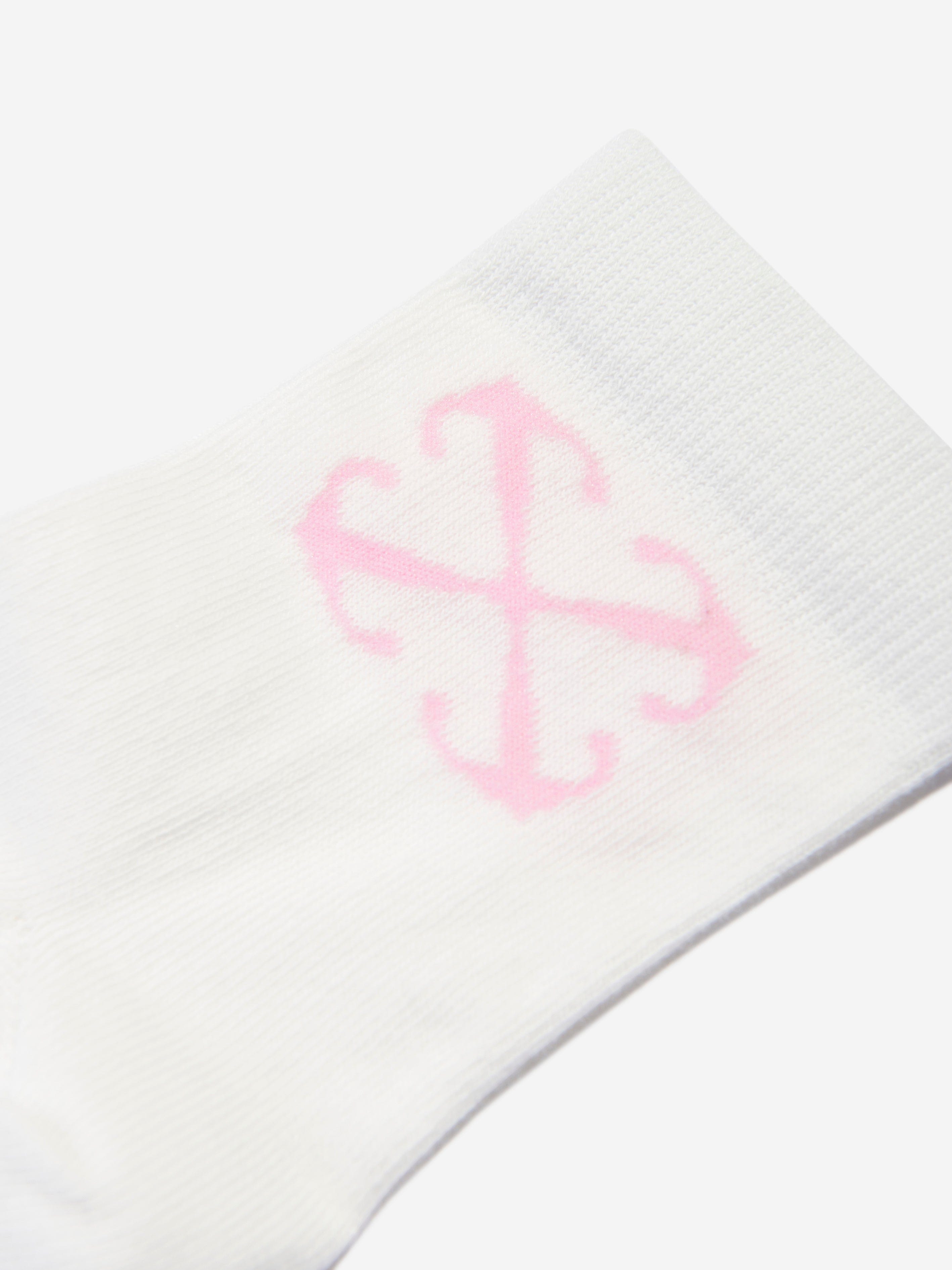 Girls Arrow Mid High Socks in White