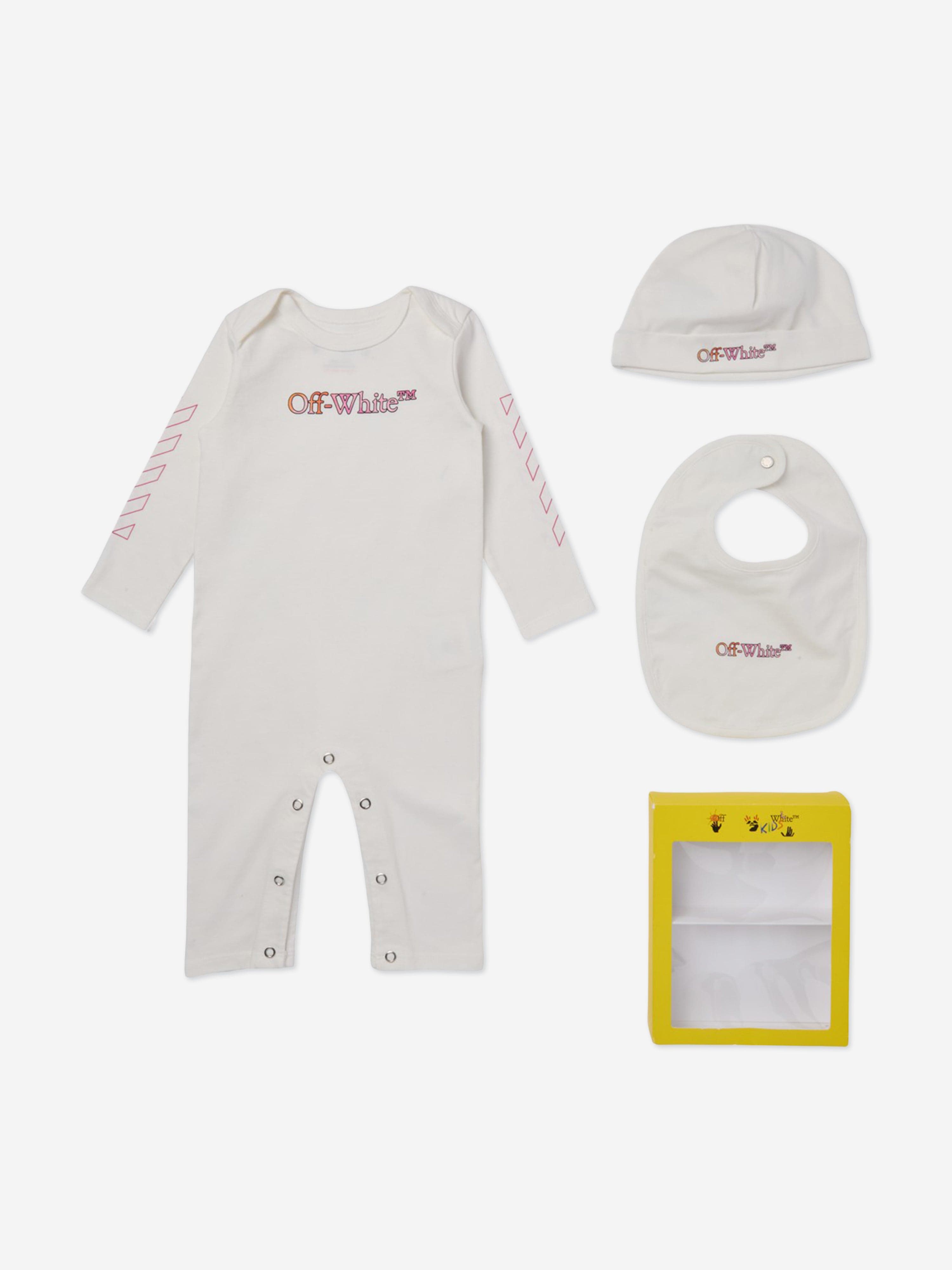 Off-White Baby Girls Bookish Watercolour Romper Set in White