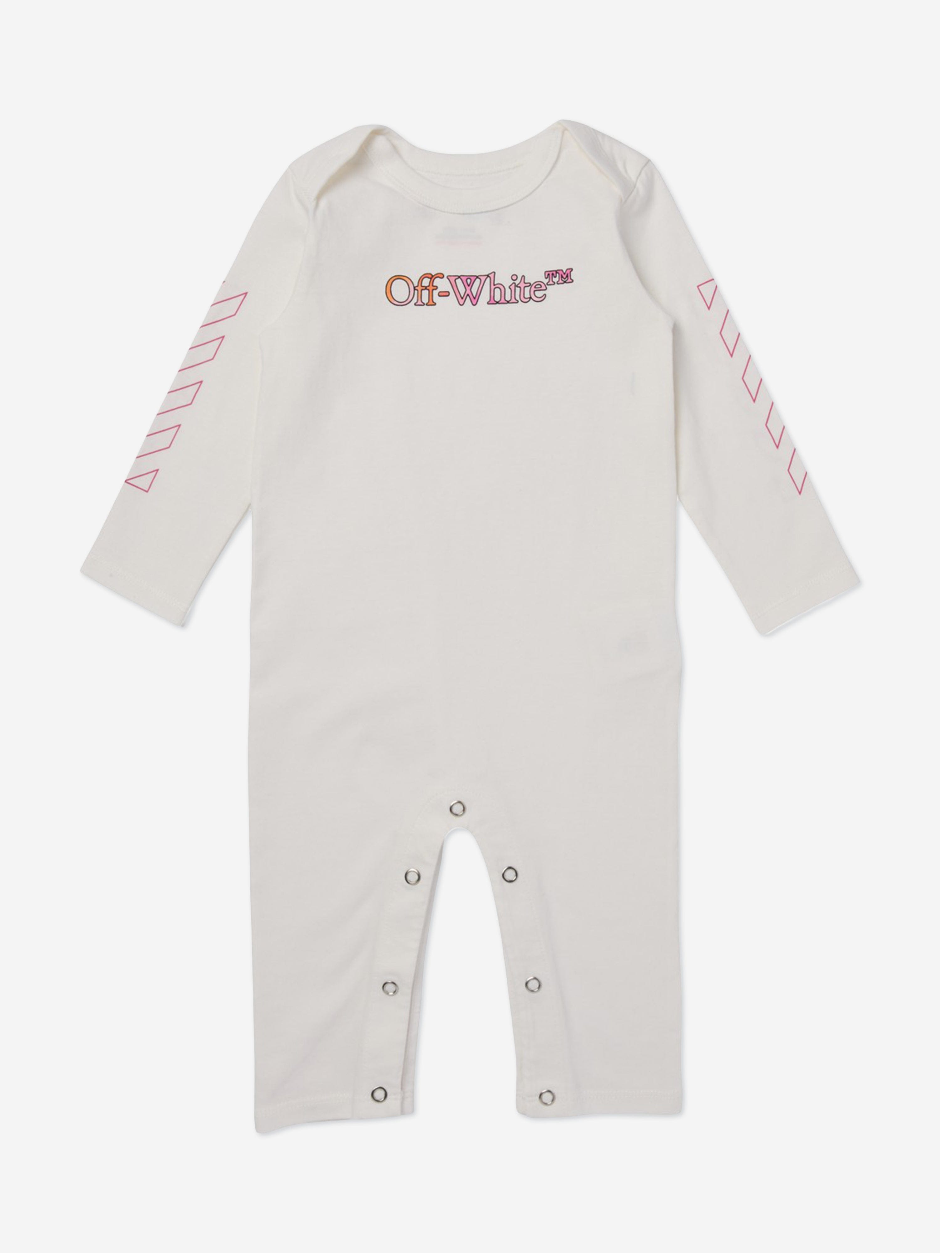 Off-White Baby Girls Bookish Watercolour Romper Set in White