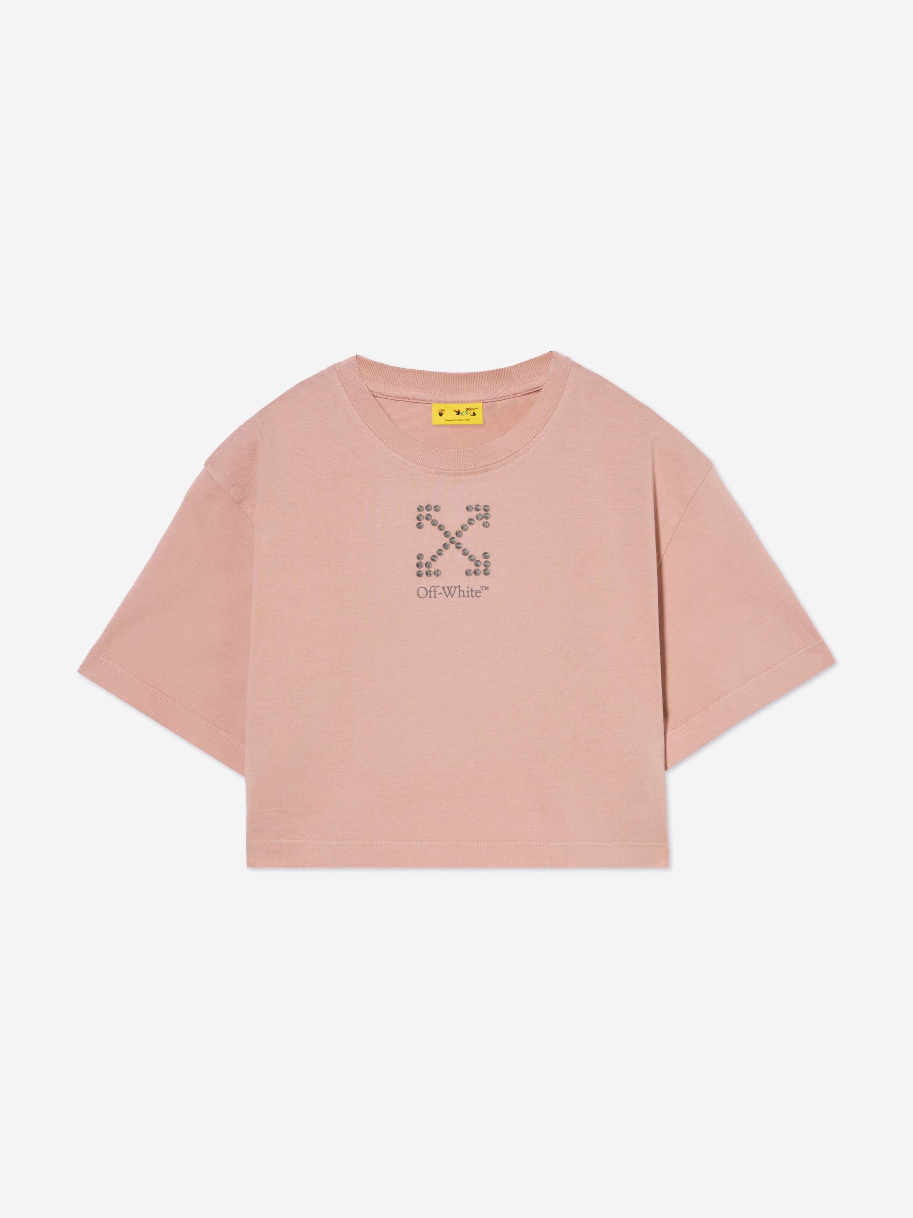 Off-White Girls Arrow Studs Boxy T-Shirt in Pink