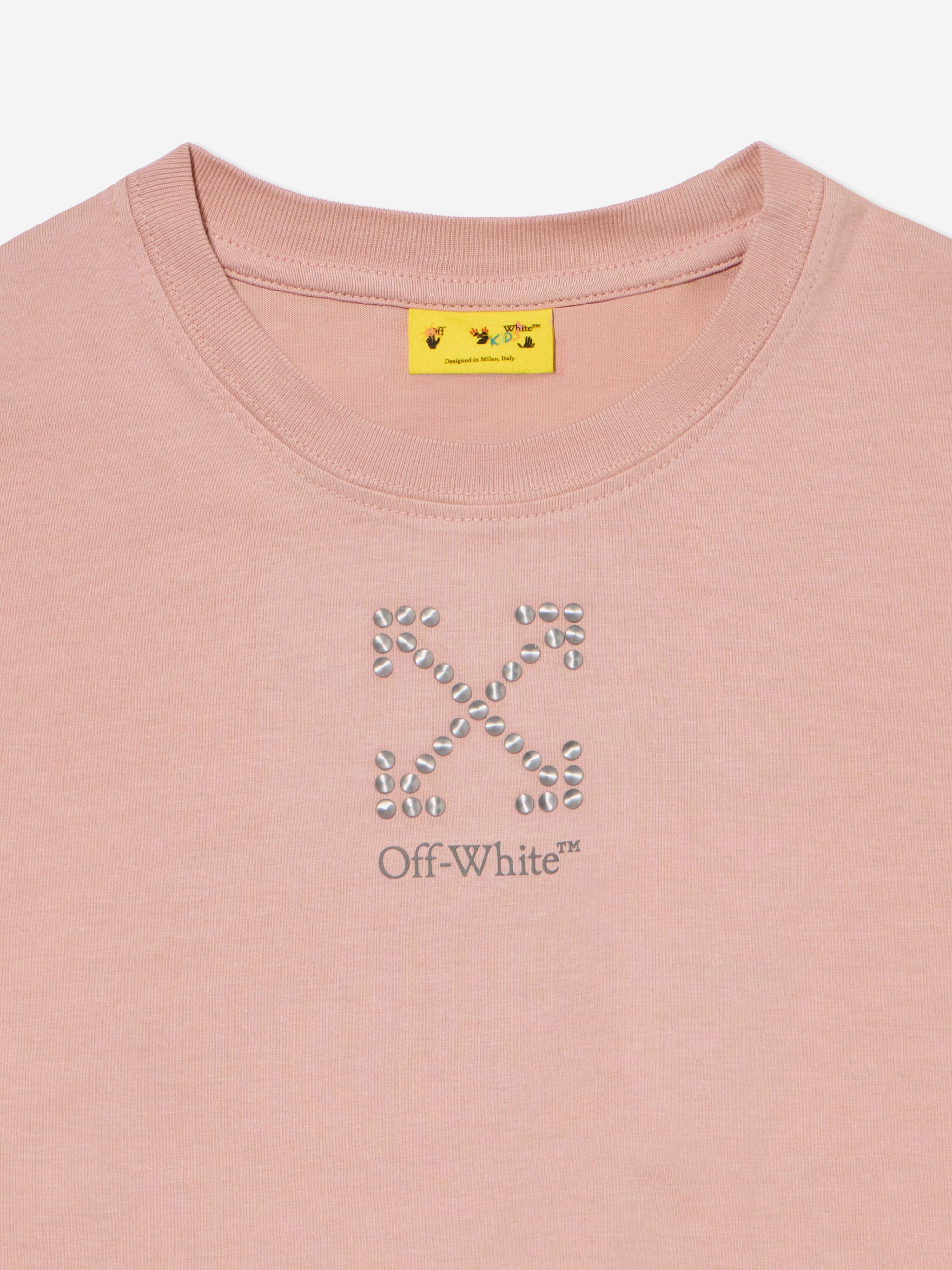 Off-White Girls Arrow Studs Boxy T-Shirt in Pink