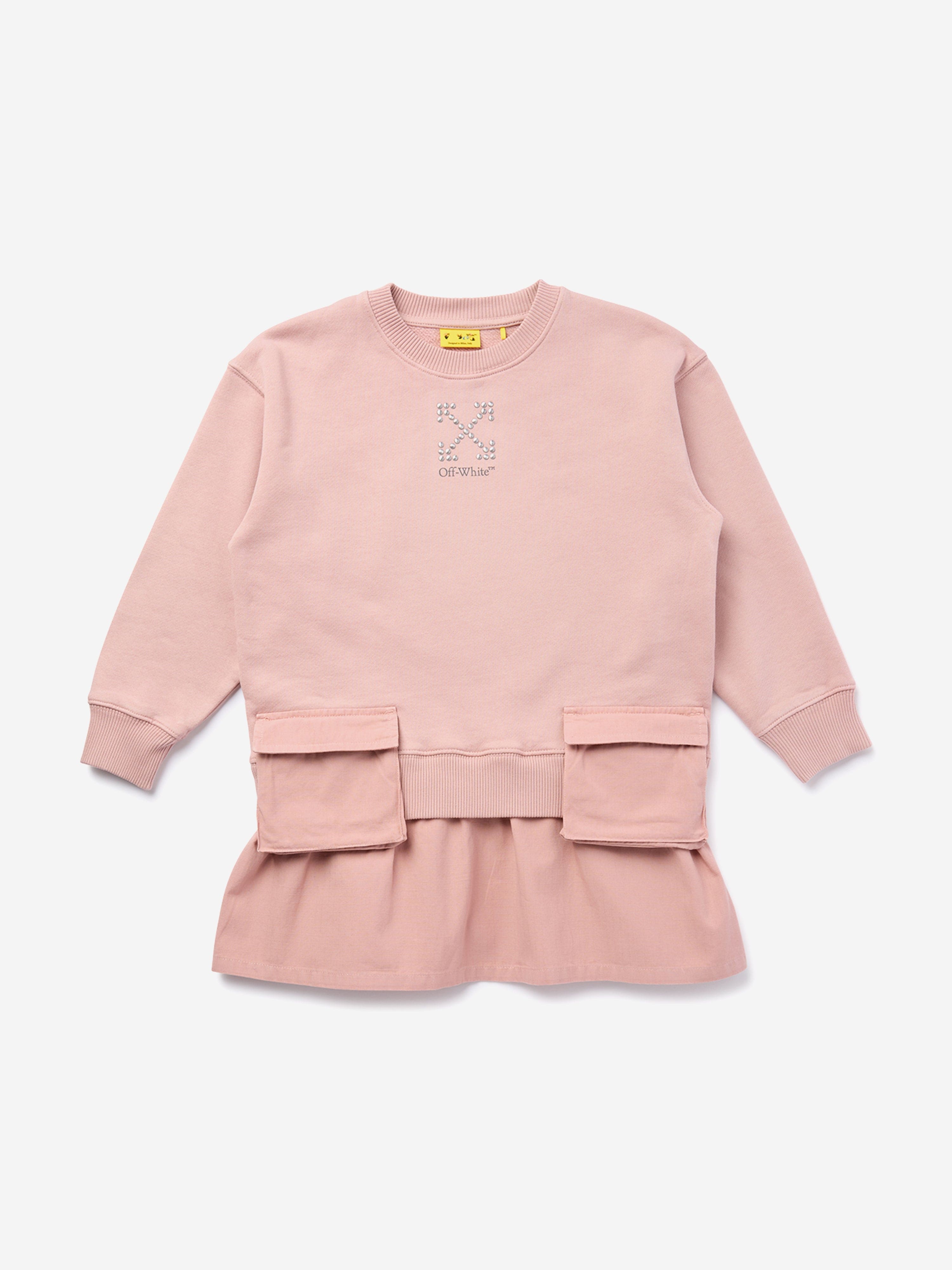 Off-White Girls Arrow Studs Cargo Dress in Pink