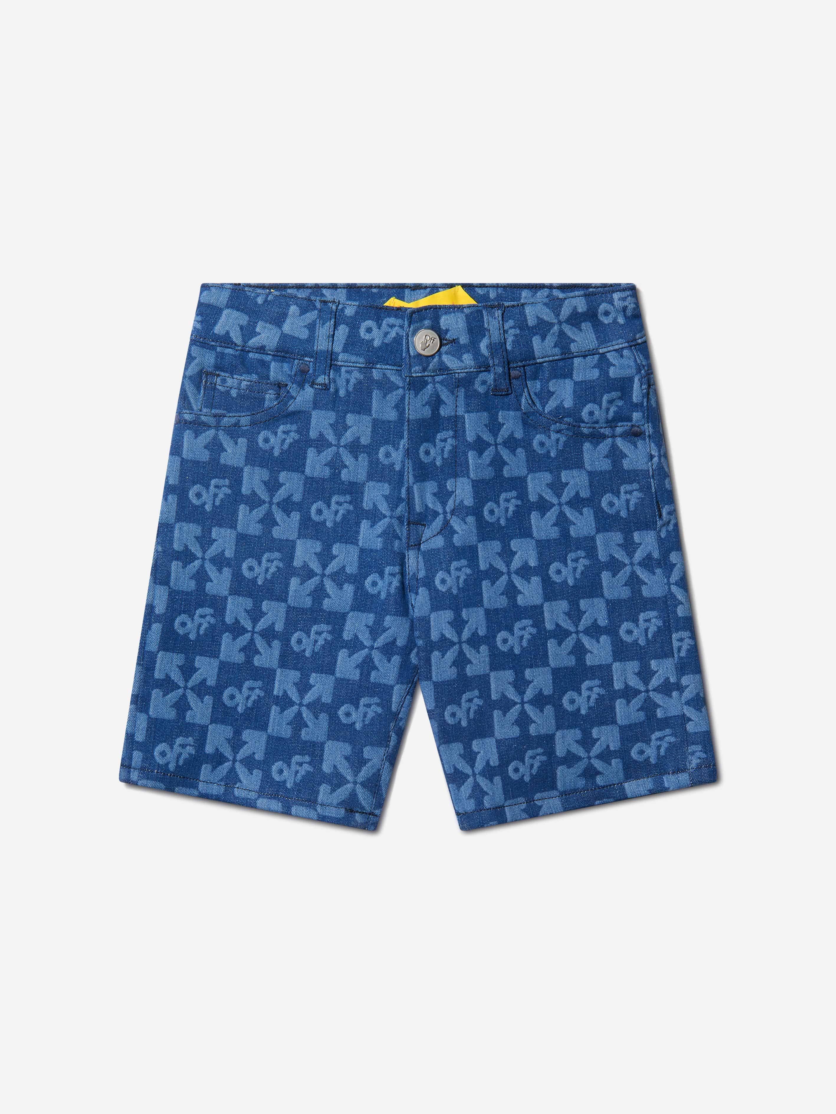 Off-White Boys Organic Cotton Denim Monogram Shorts