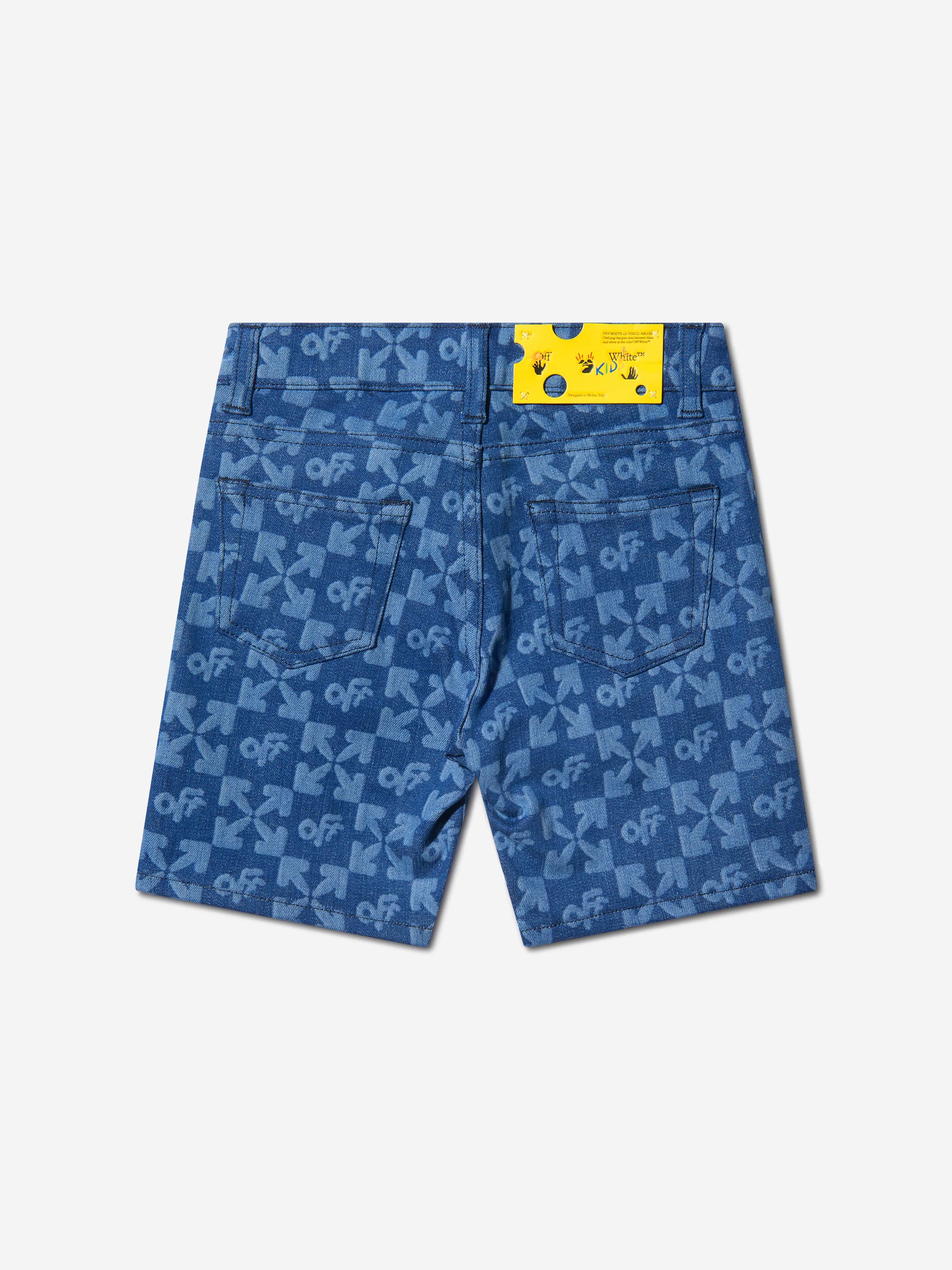 Off-White Boys Organic Cotton Denim Monogram Shorts