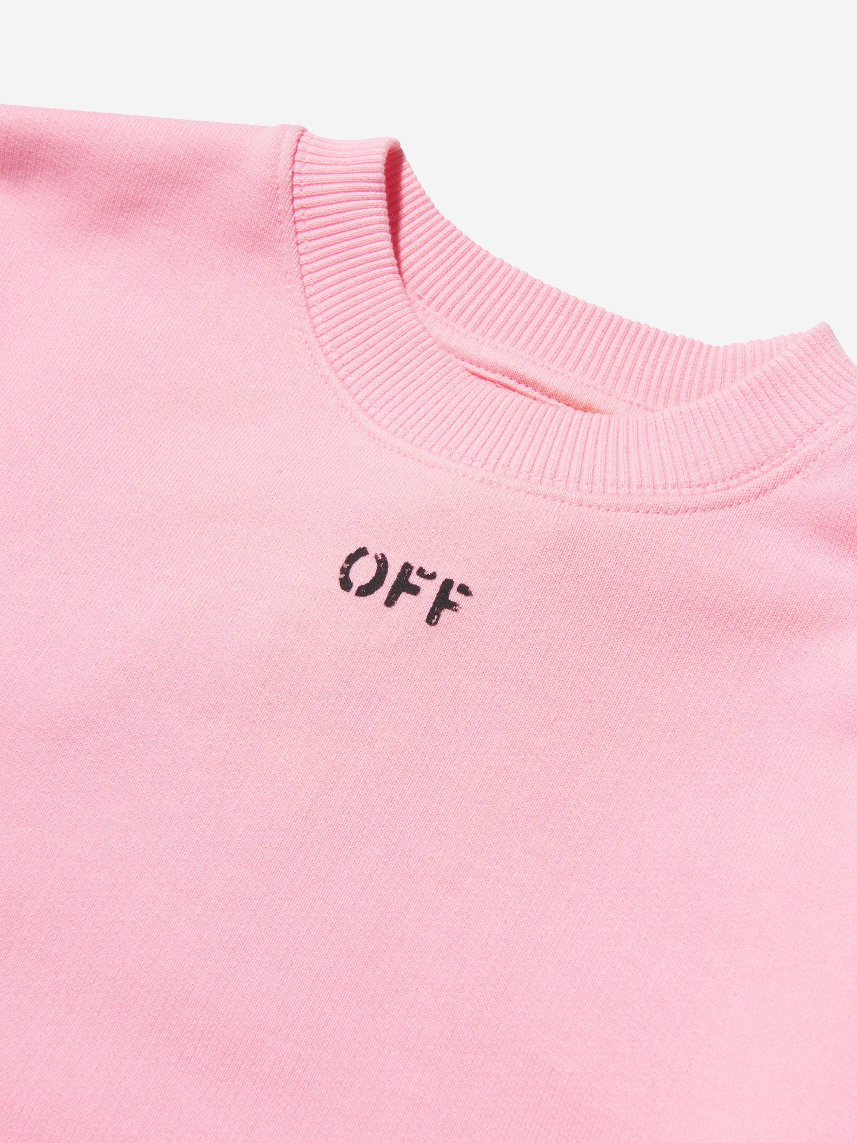 Off-White Girls Cotton Crew Neck Logo Sweatshirt