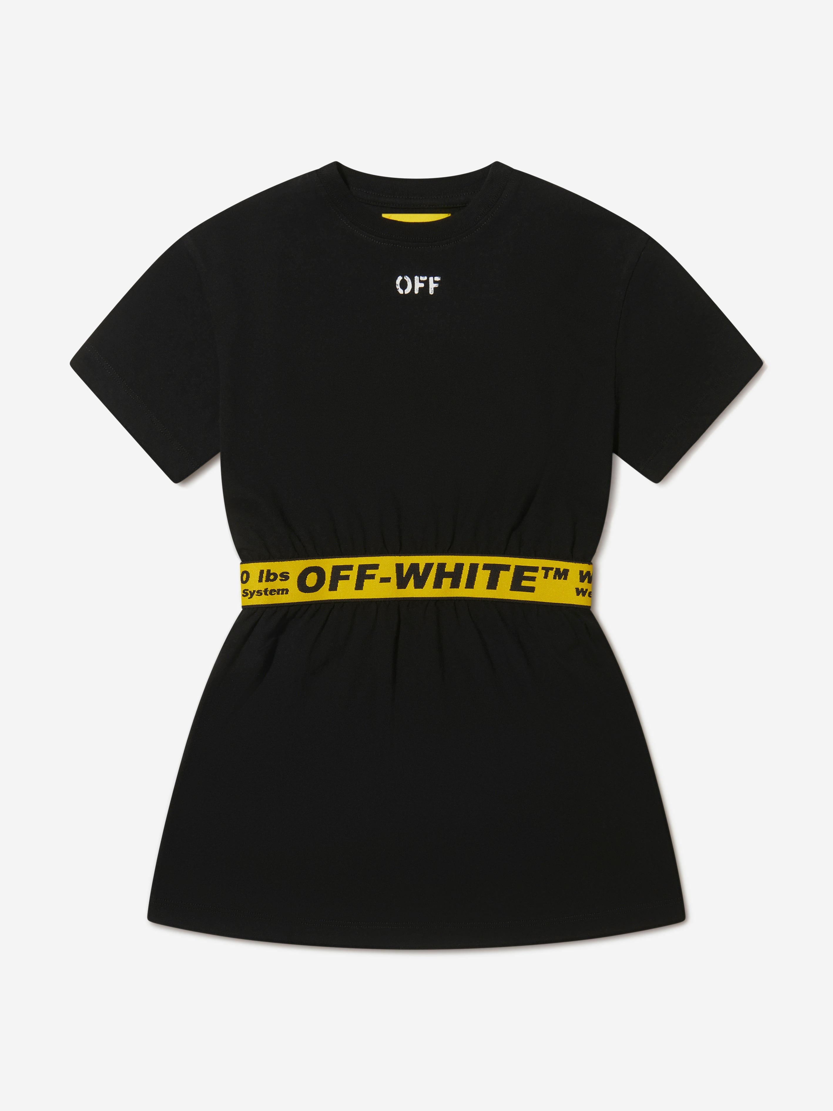 Off-White Girls Cotton Industrial Logo Band T-Shirt Dress