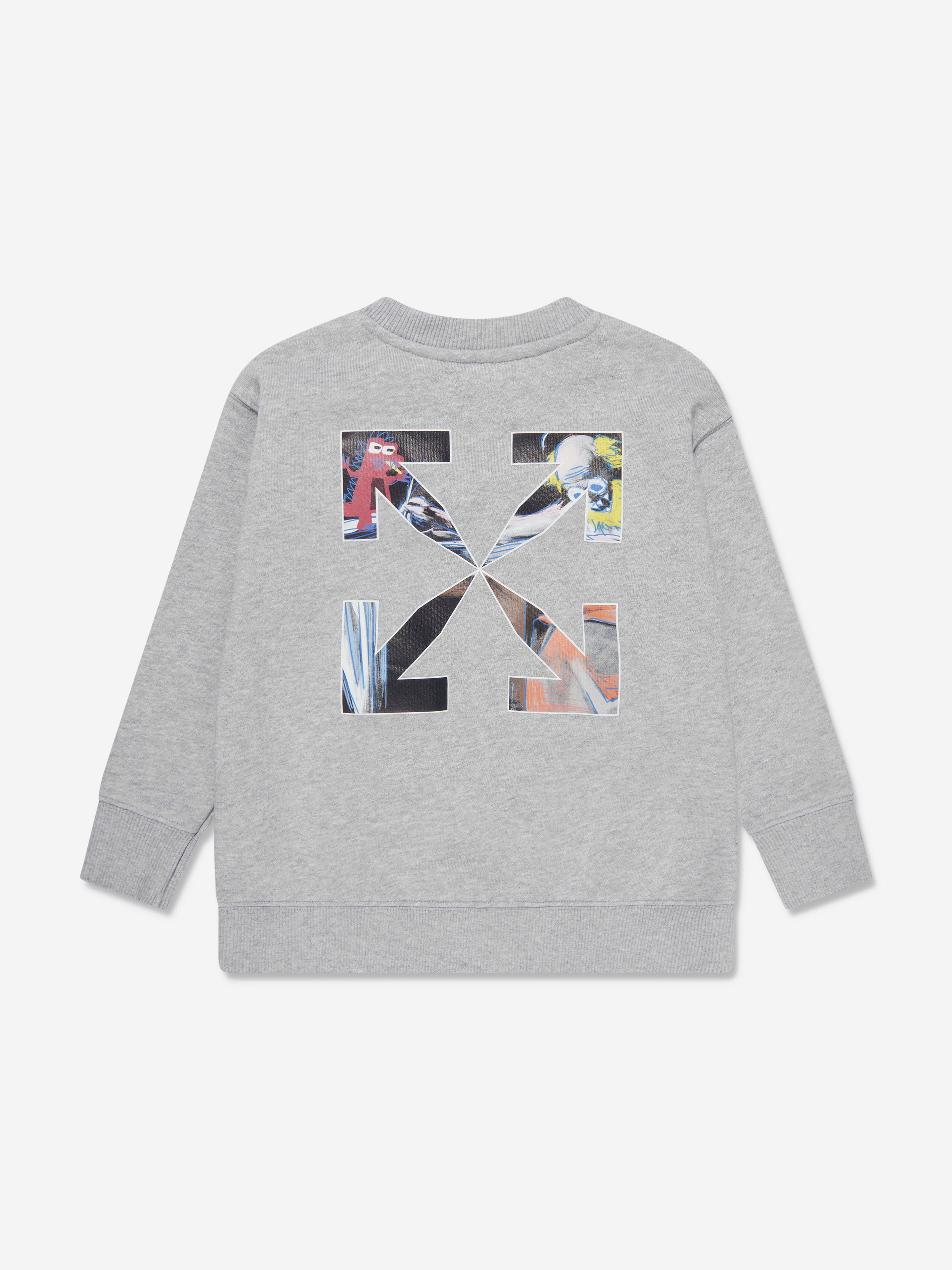 Off-White Boys Monster Arrow Crew Sweatshirt in Grey