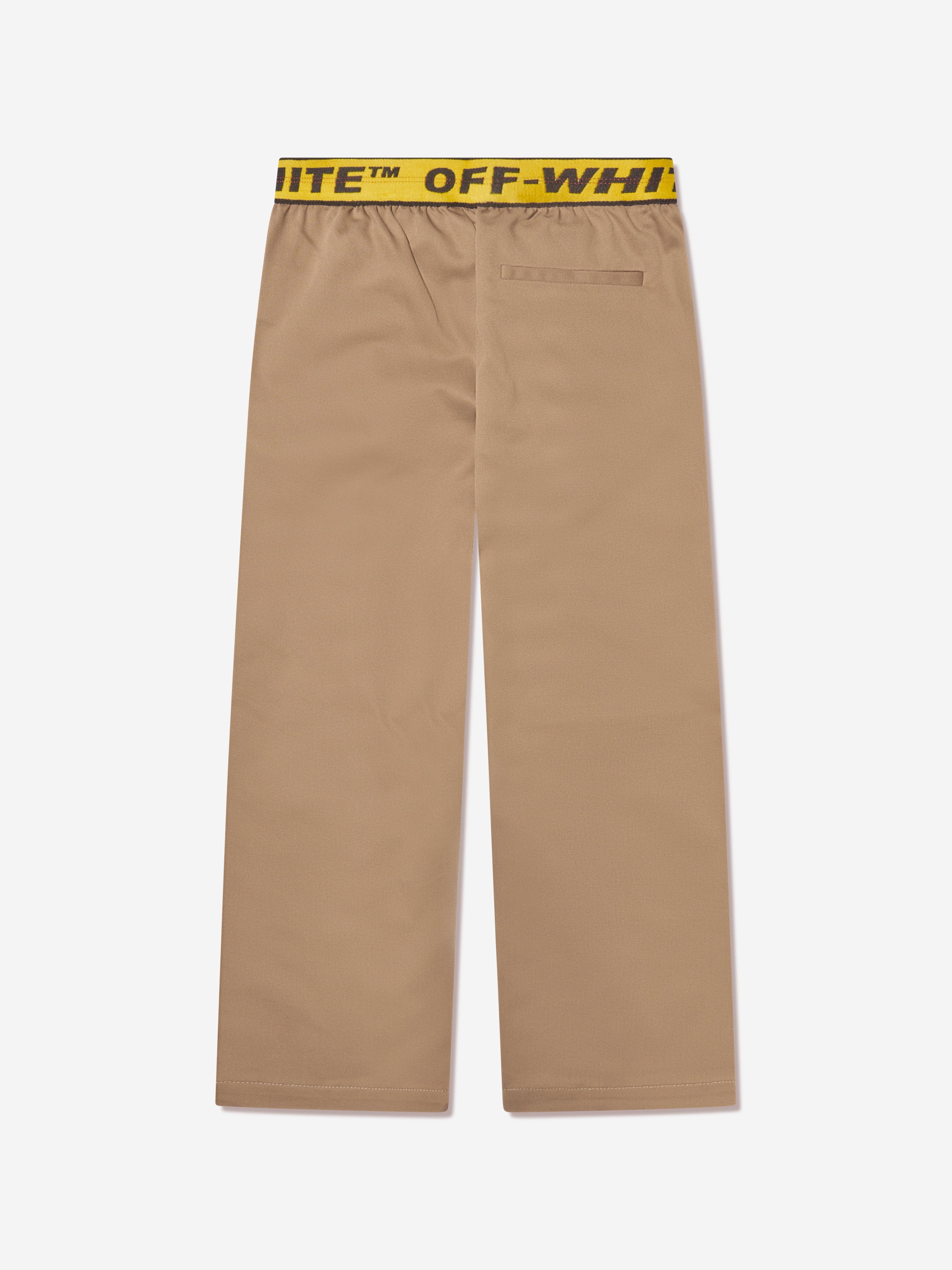 Off-White Boys Logo Industrial Chino Trousers in Beige