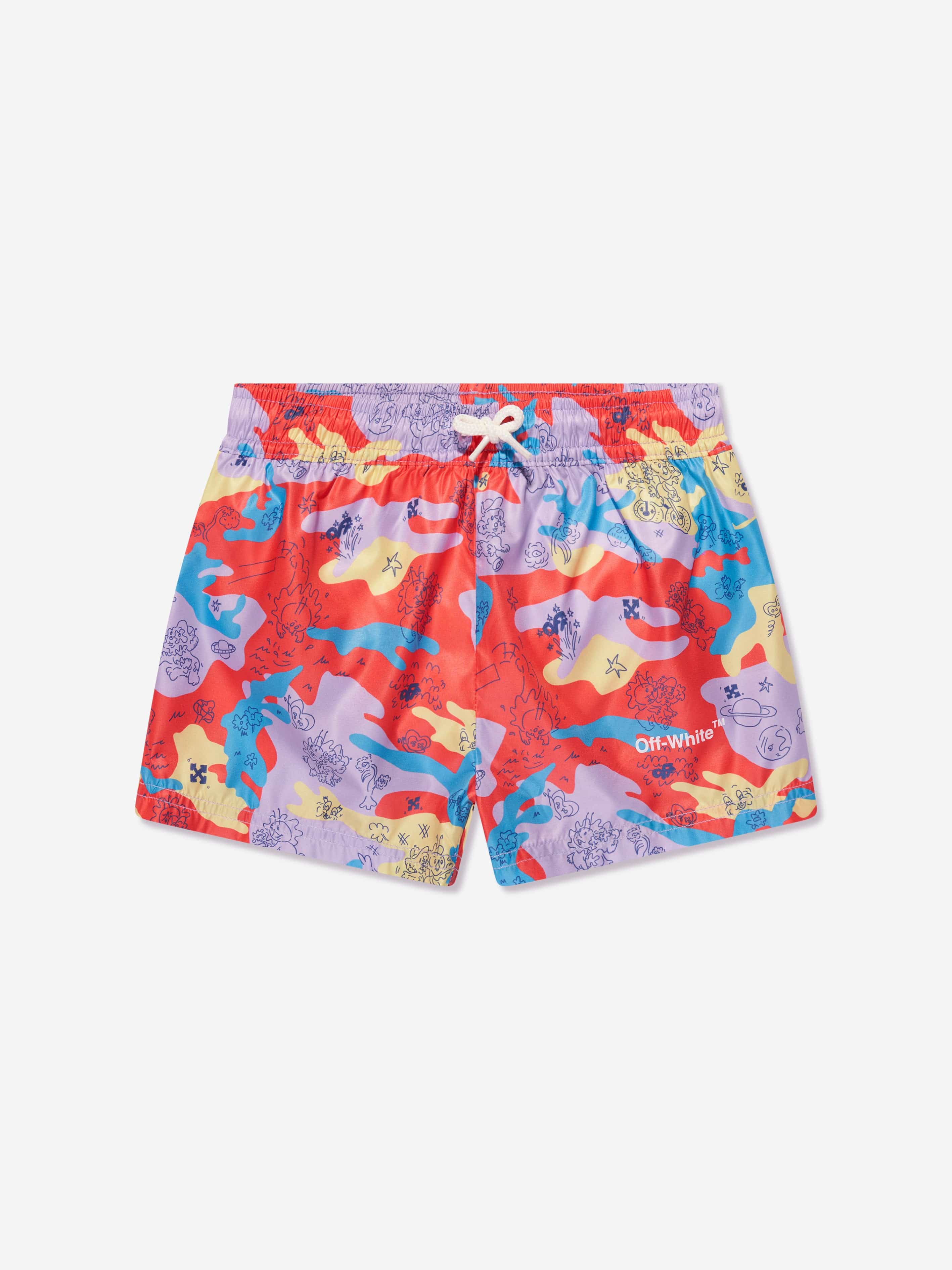 Off-White Boys Puzzleflage Swim Shorts in Multicolour