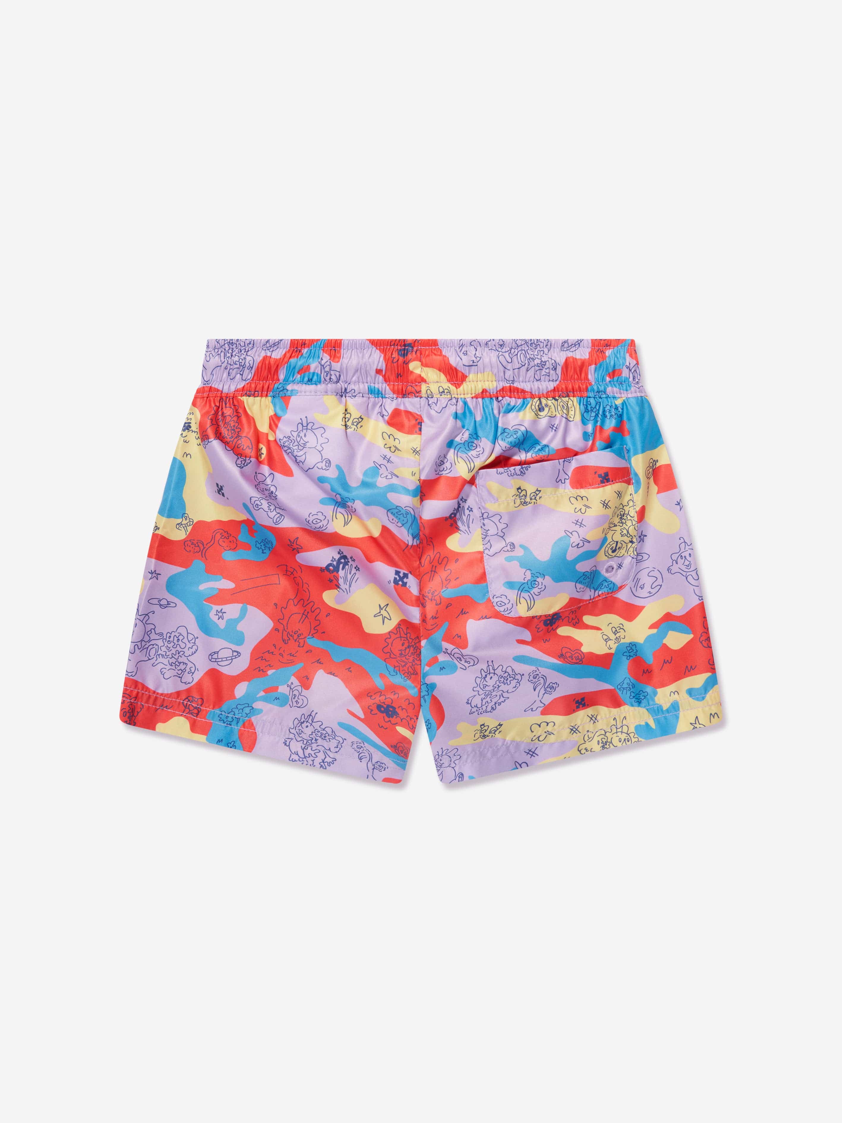 Off-White Boys Puzzleflage Swim Shorts in Multicolour