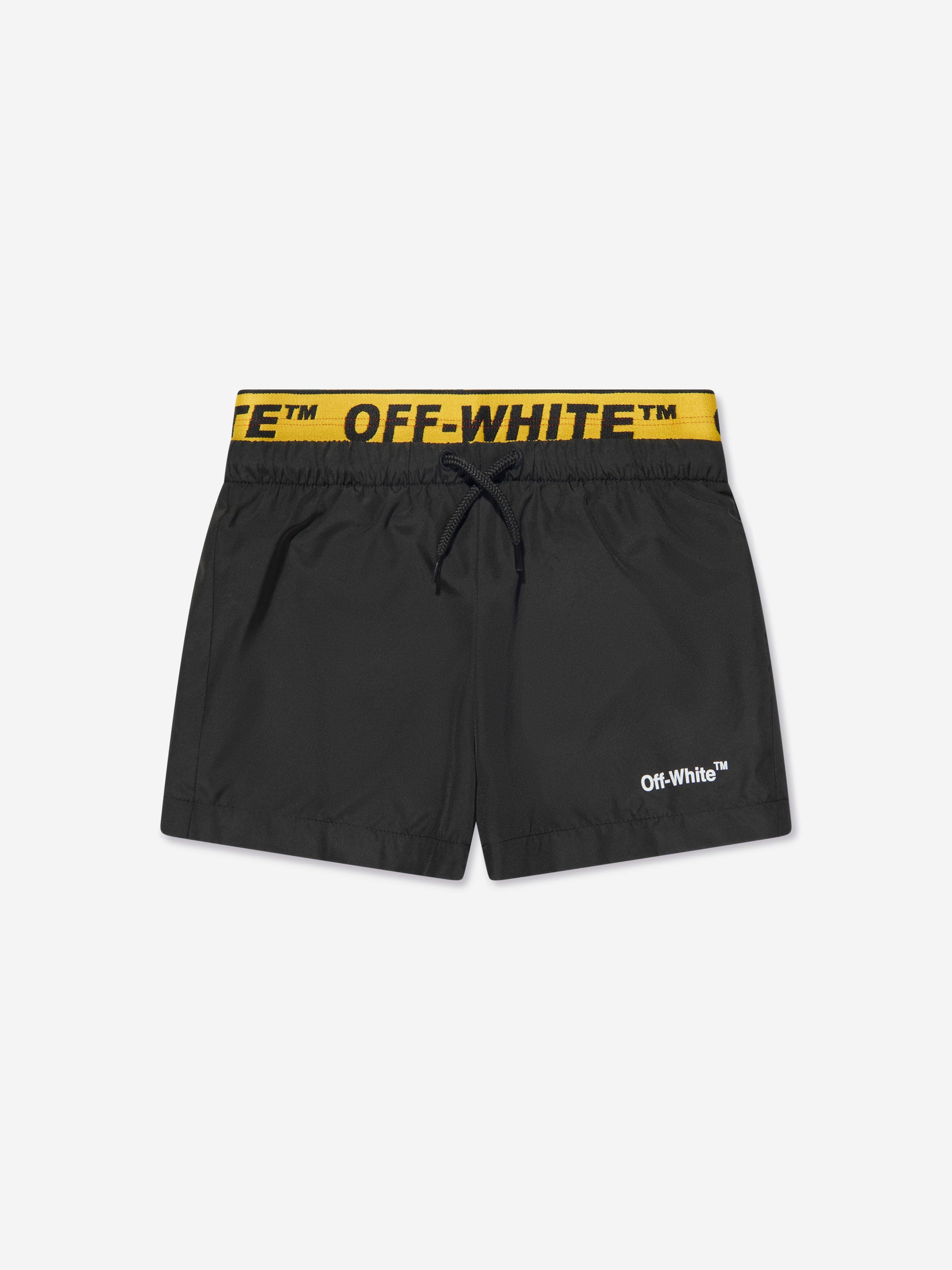 Off-White Boys Logo Industrial Swim Shorts in Black