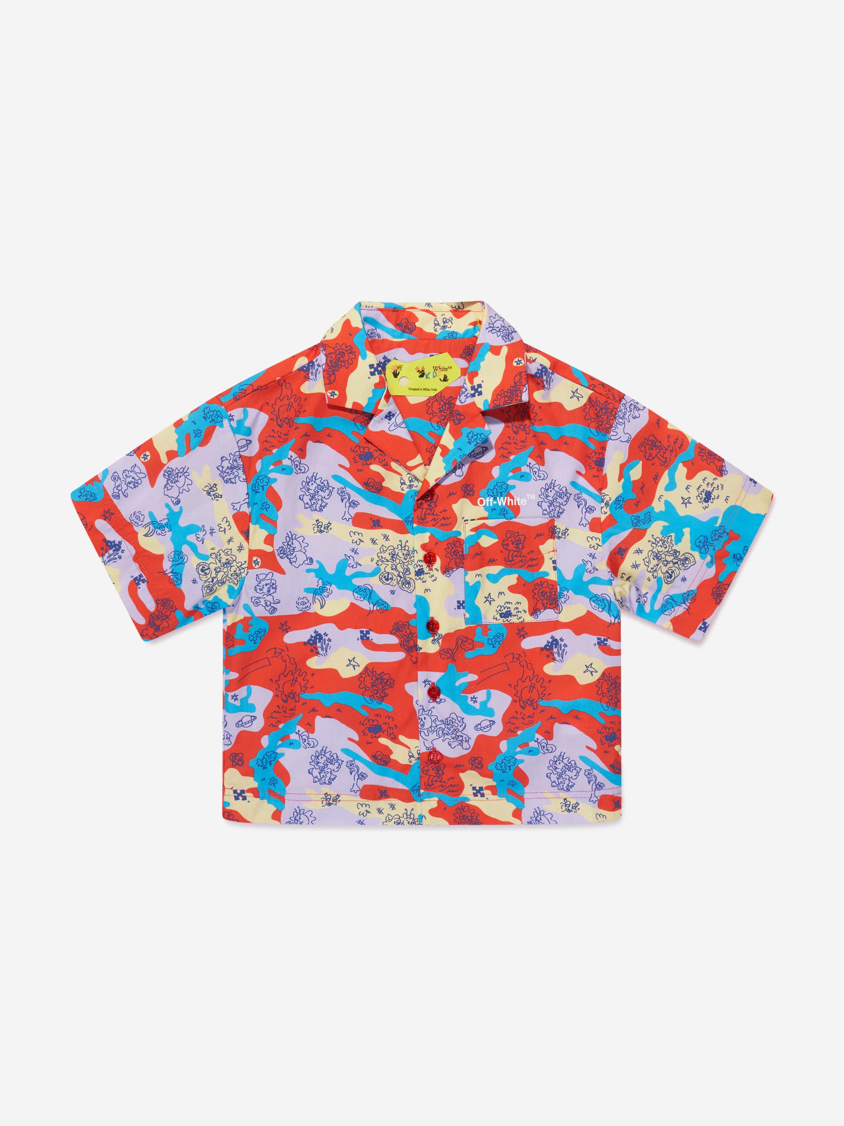 Off-White Boys Puzzleflage Bowling Shirt in Multicolour