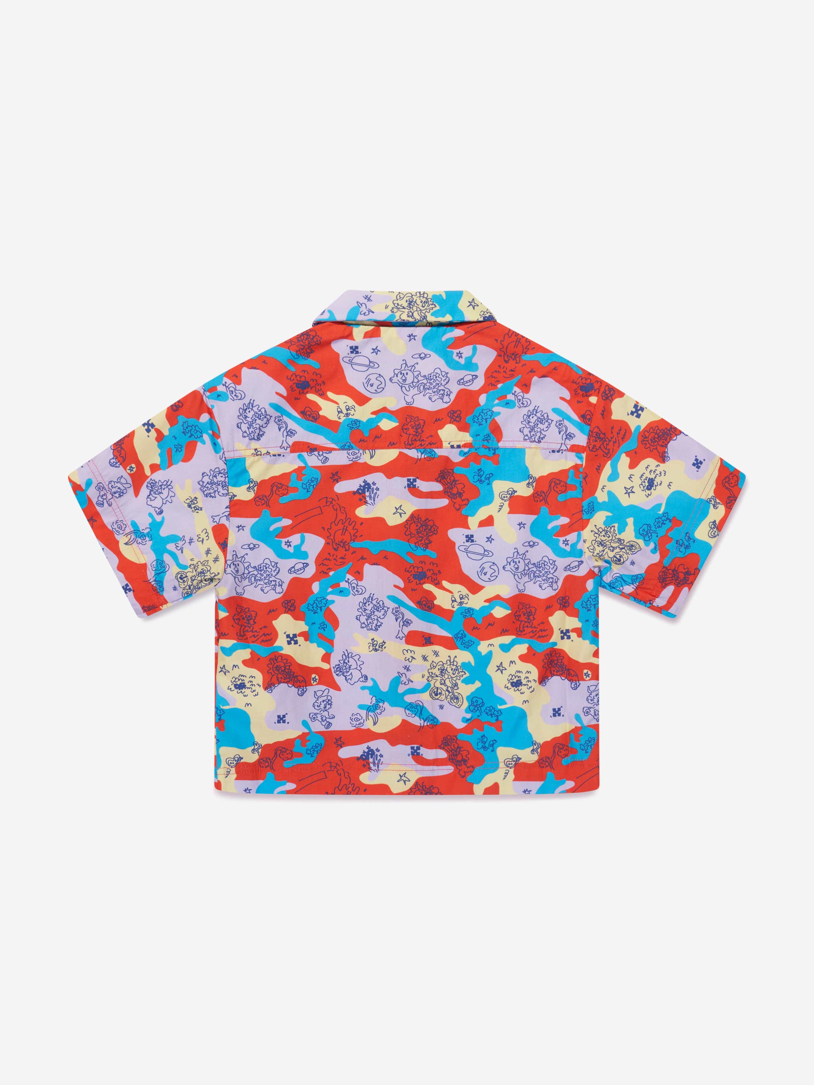 Off-White Boys Puzzleflage Bowling Shirt in Multicolour