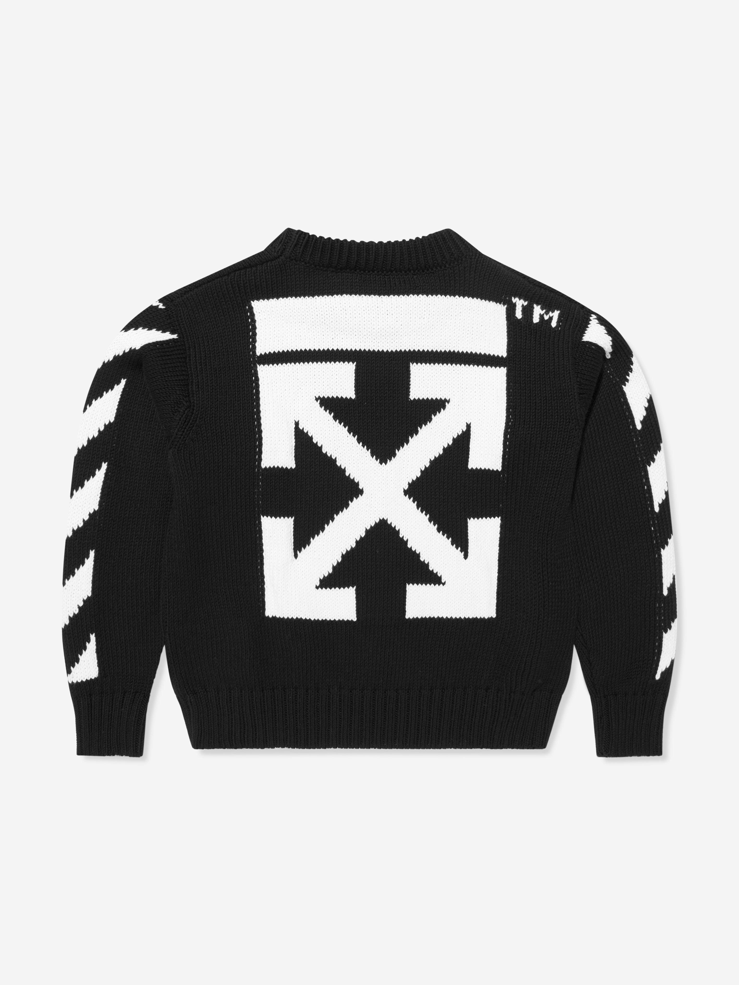 Off-White Boys Rubber Arrow Knit Sweatshirt in Black