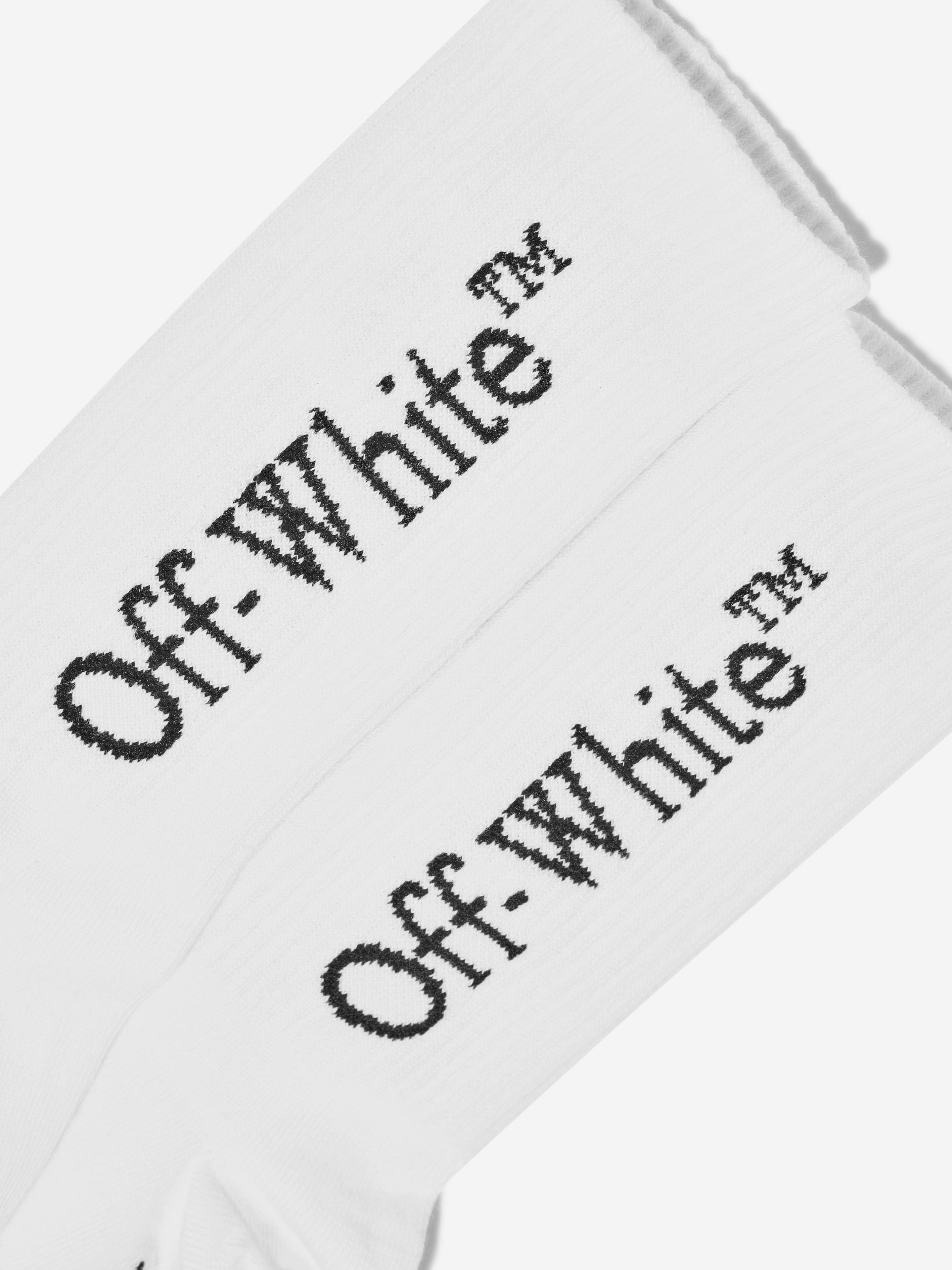 Off-White Boys Logo Diagonal Socks in White