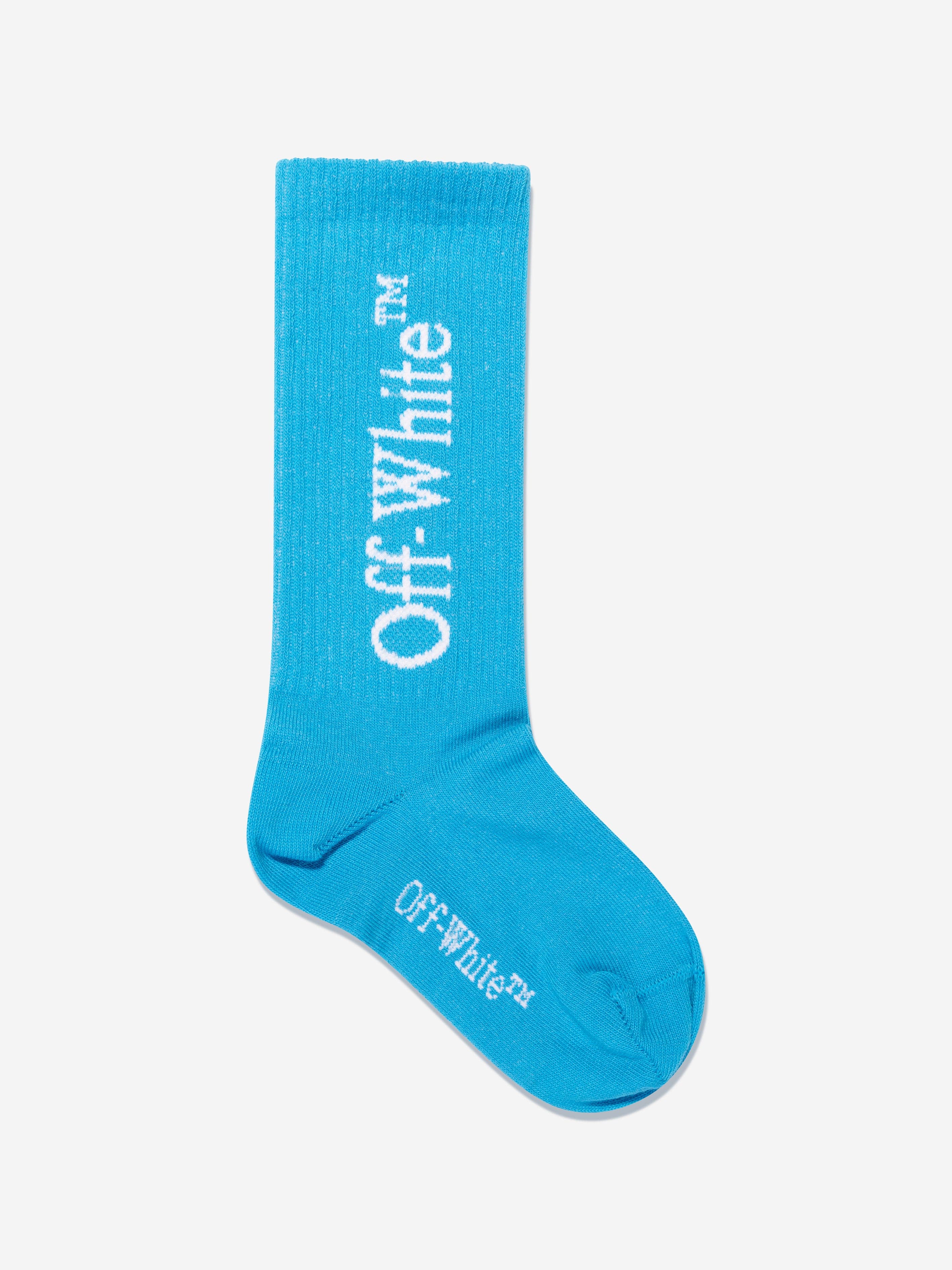 Off-White Boys Logo Diagonal Socks in Blue