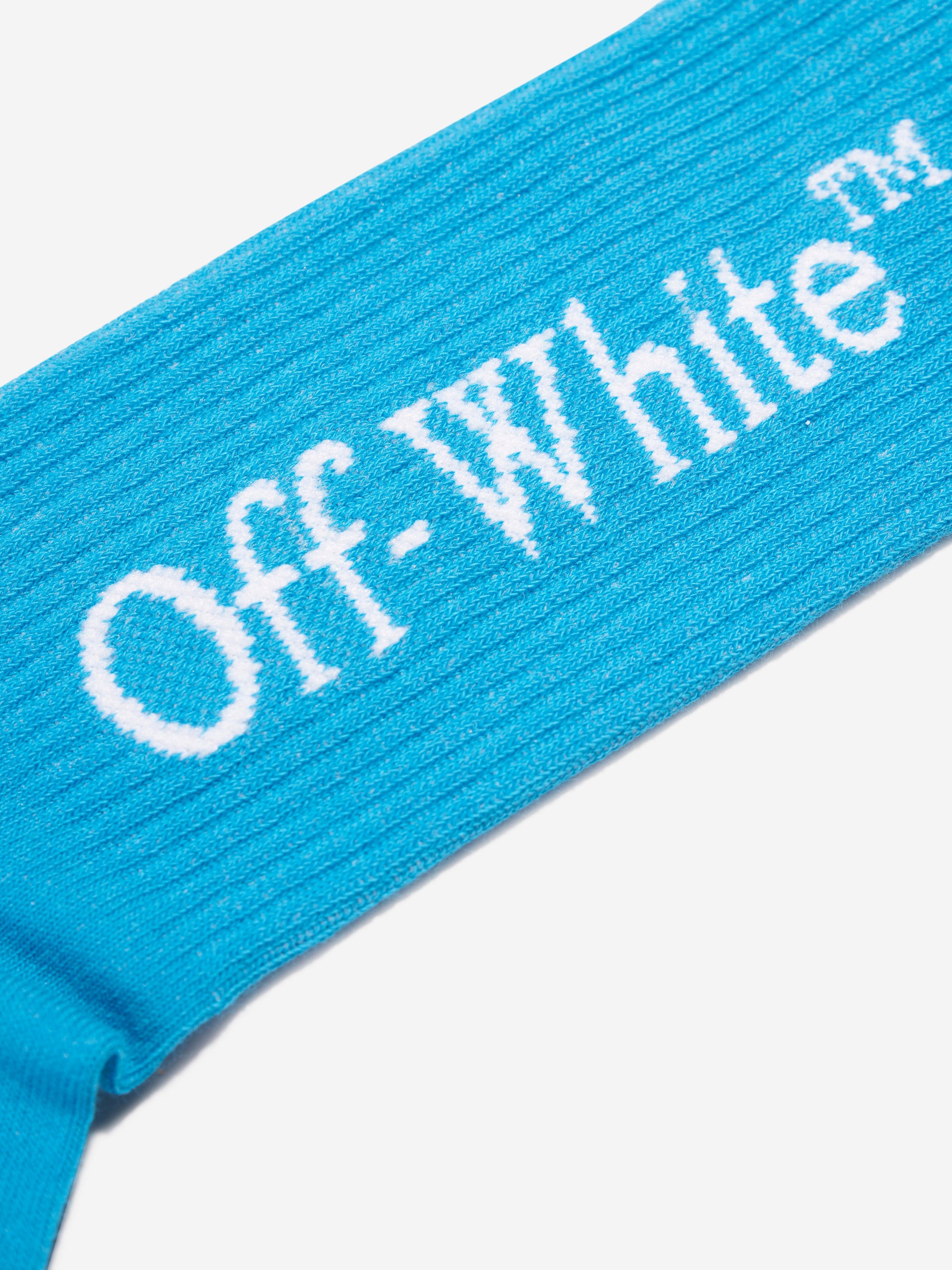 Off-White Boys Logo Diagonal Socks in Blue