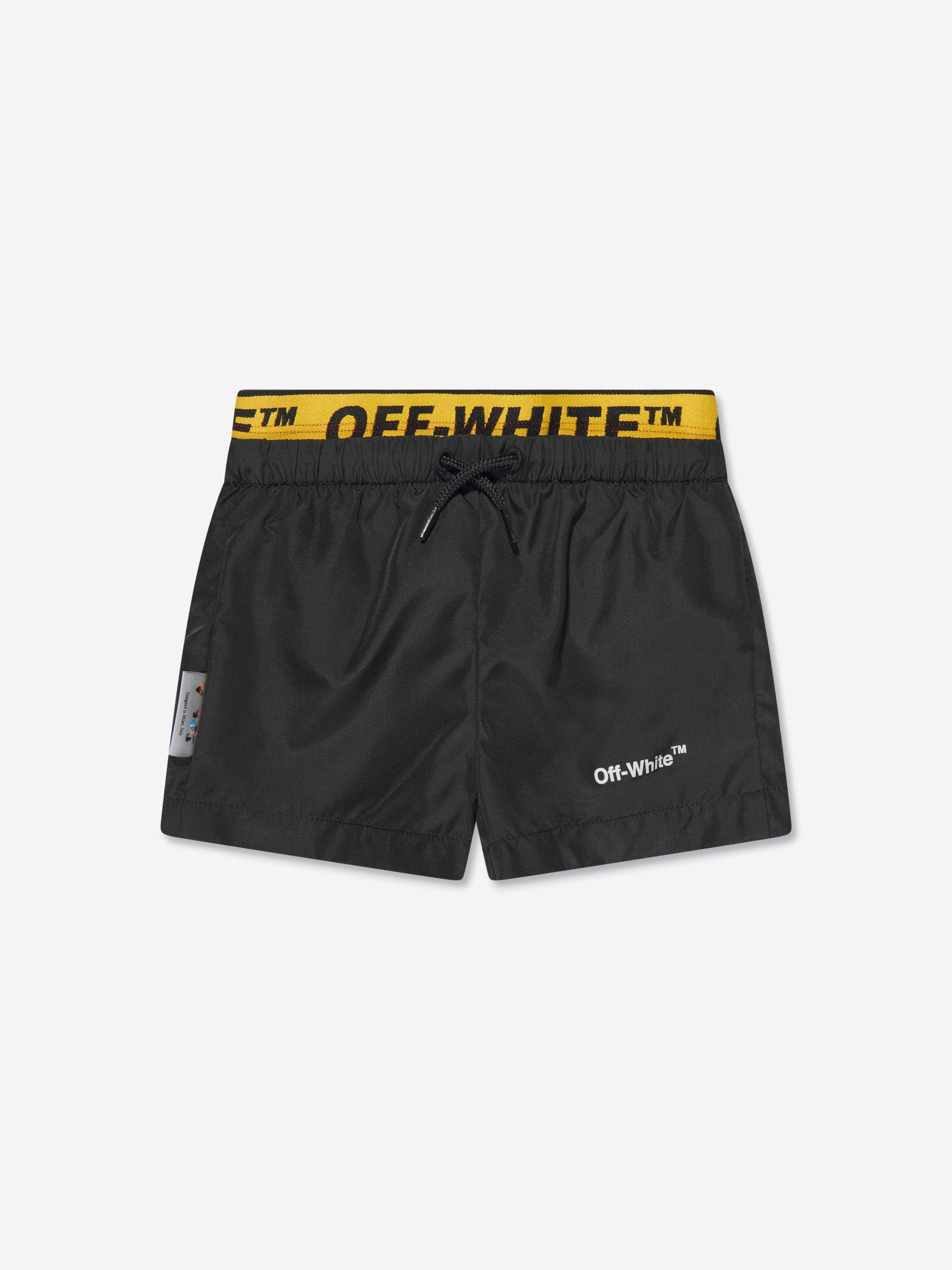 Off-White Baby Boys Logo Industrial Swim Shorts in Black