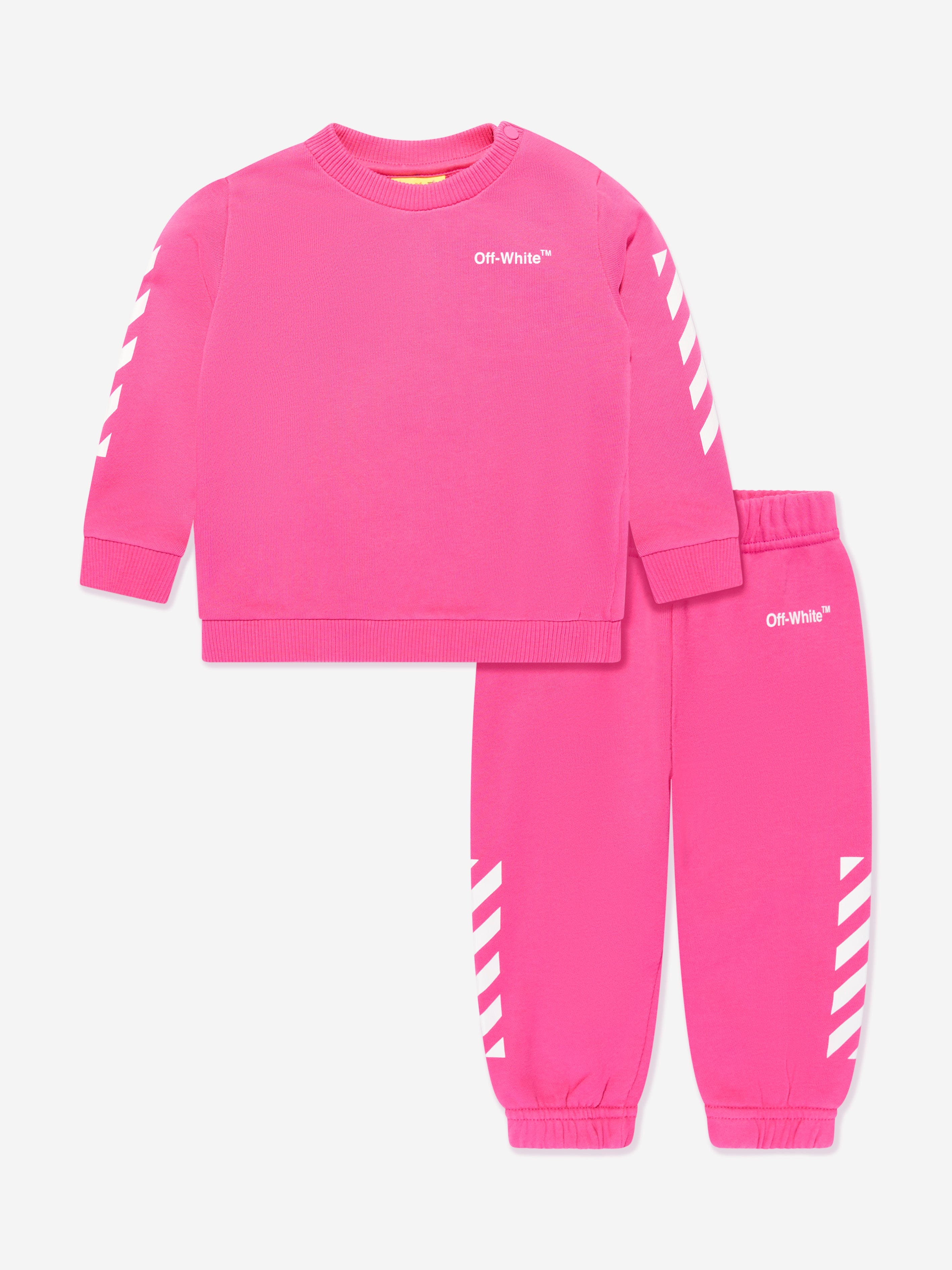 Off-White Baby Girls Helvetica Tracksuit in Pink