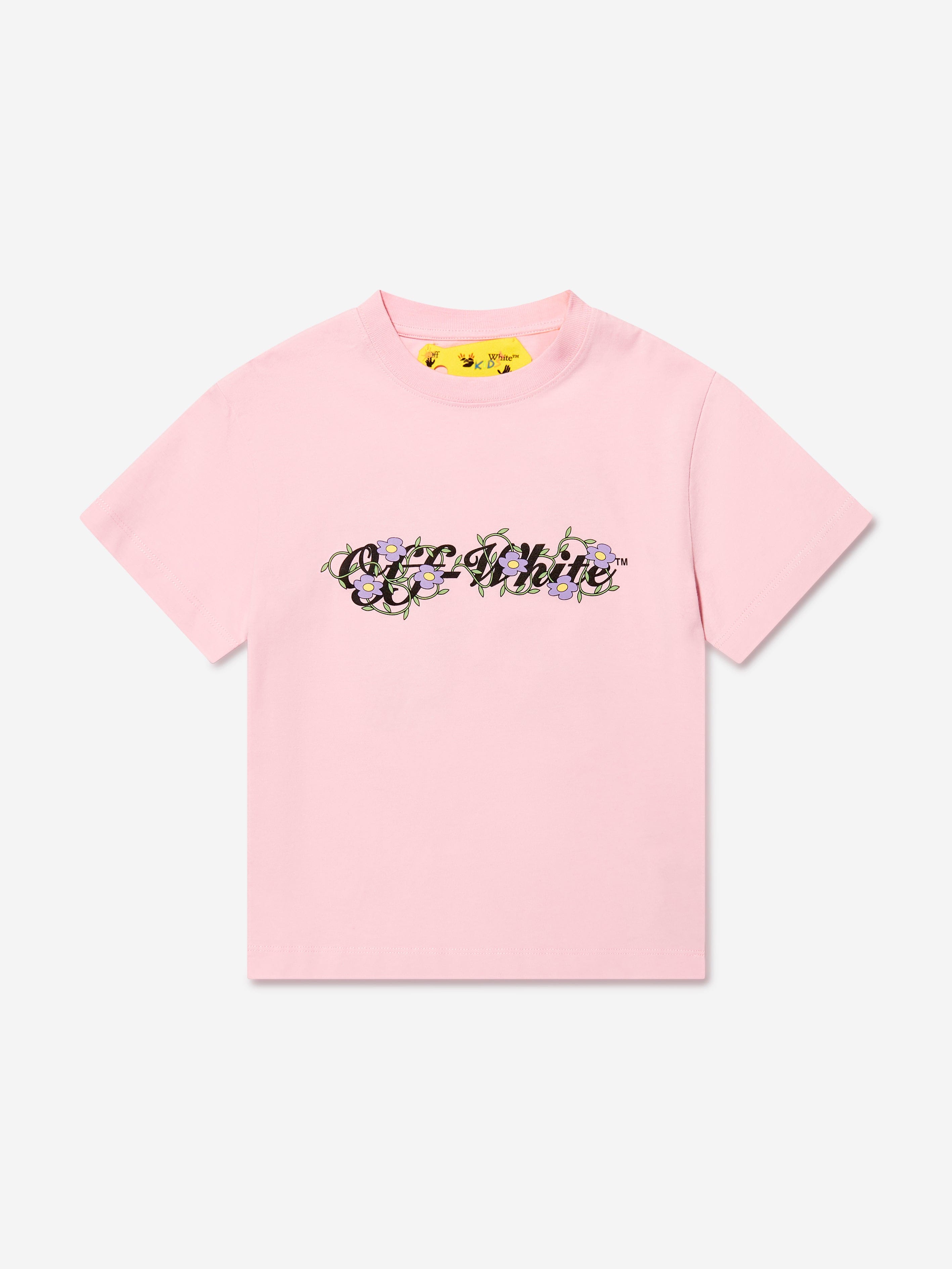 Off-White Girls Off Flowers T-Shirt in Pink