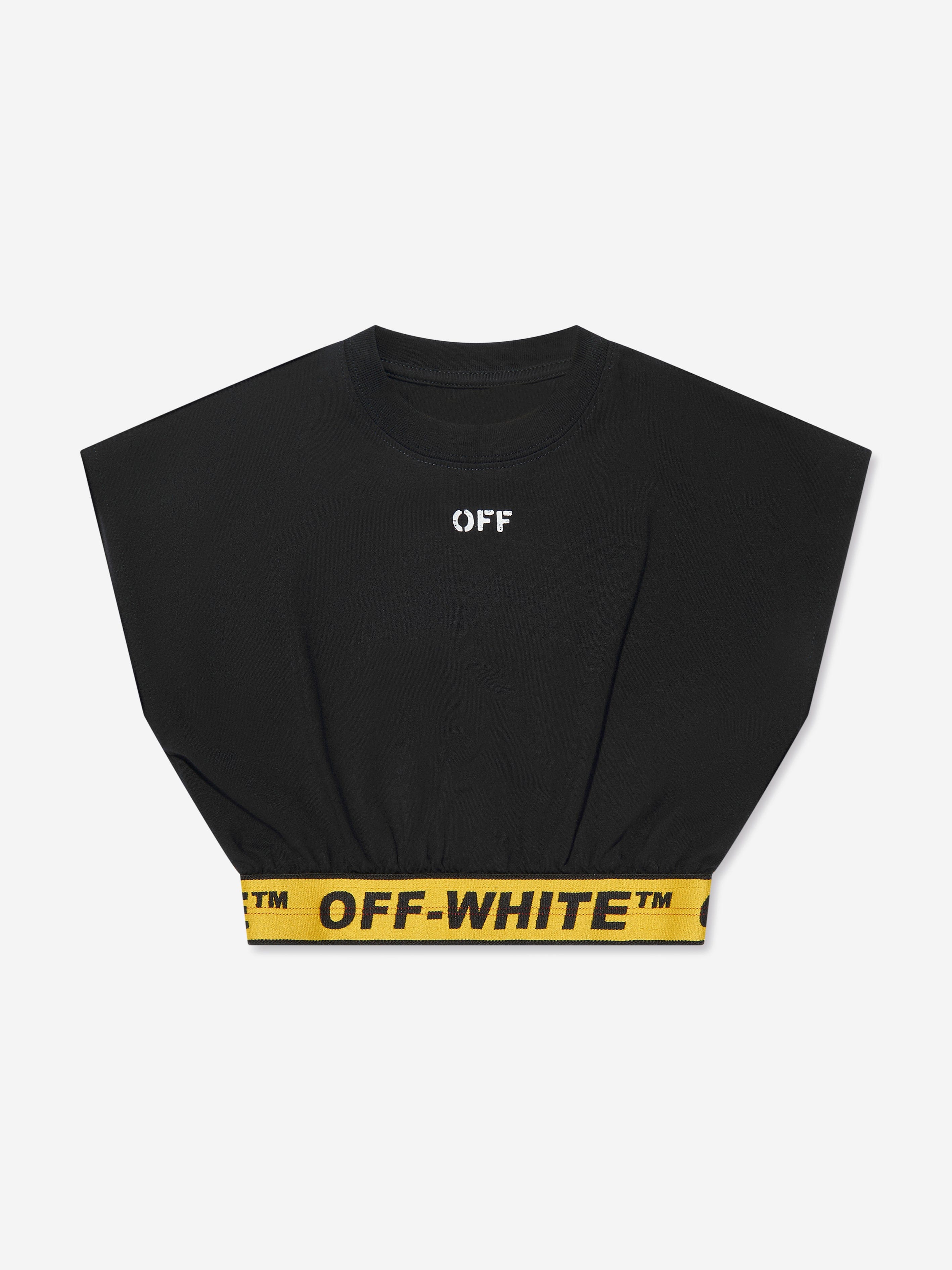 Off-White Girls Logo Industrial Cropped T-Shirt in Black