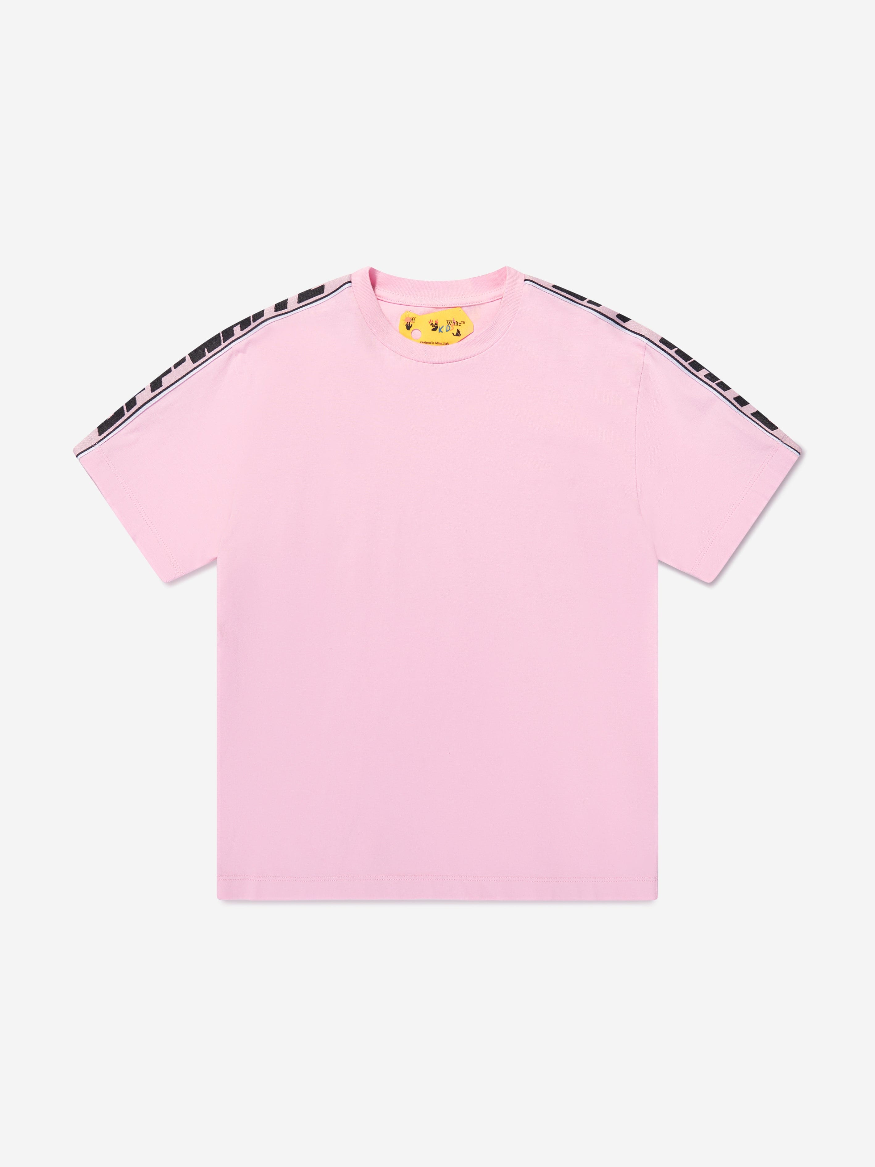 Off-White Girls Logo Band T-Shirt in Pink