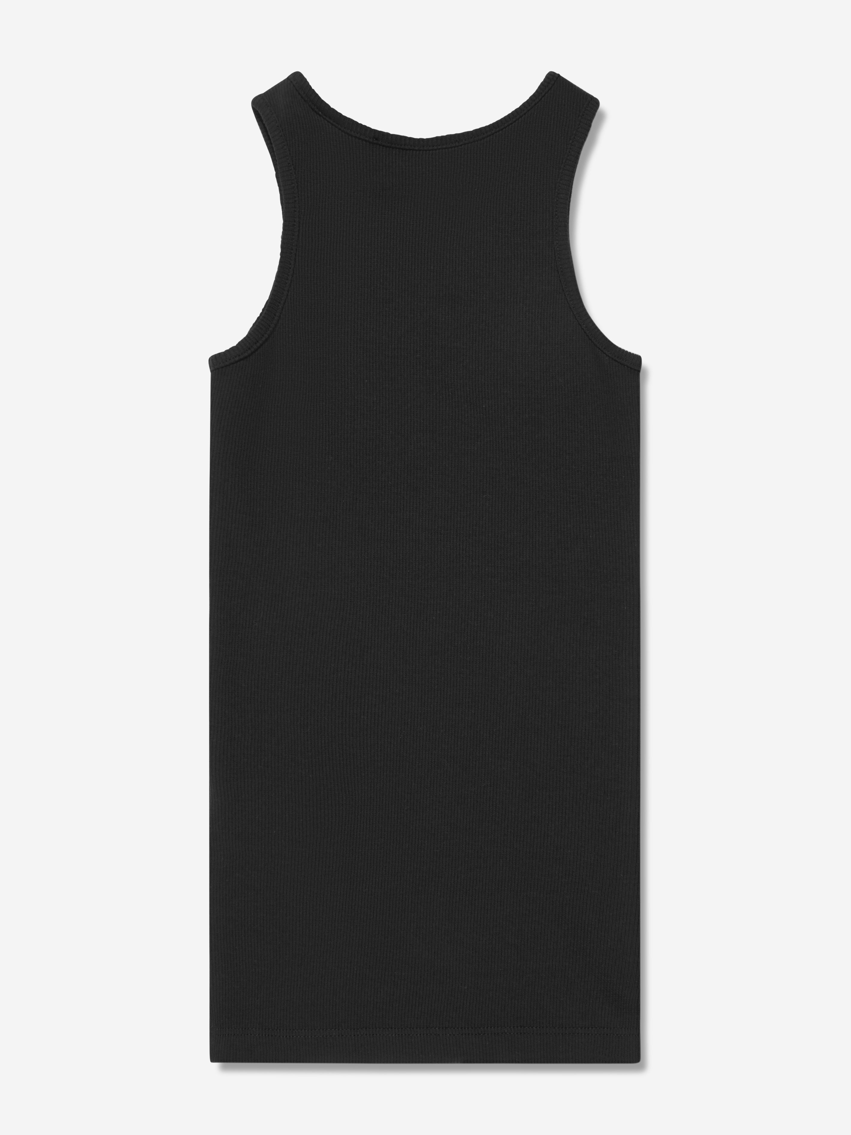 Off-White Girls Off Stamp Ribbed Tank Dress in Black