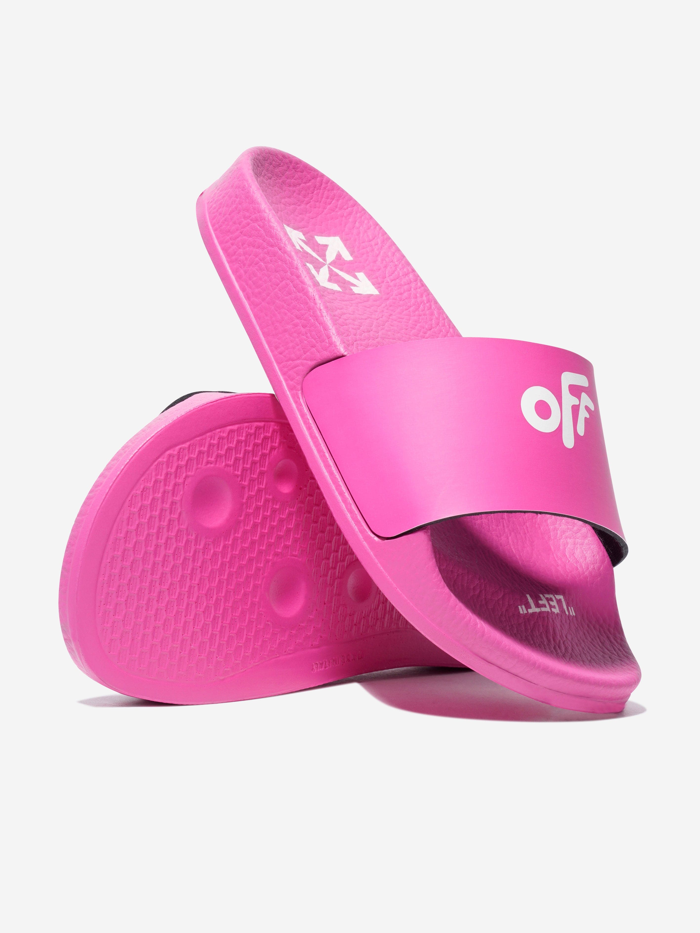 Off-White Girls Logo Sliders in Pink