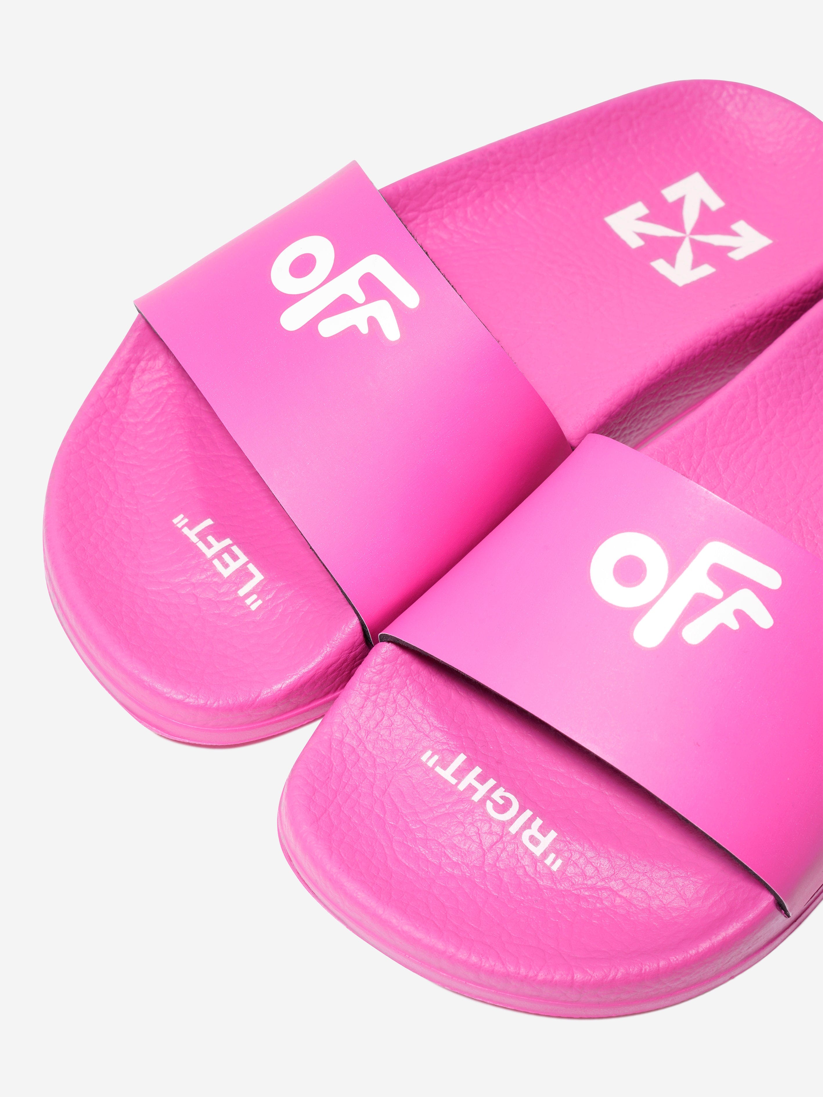 Off-White Girls Logo Sliders in Pink