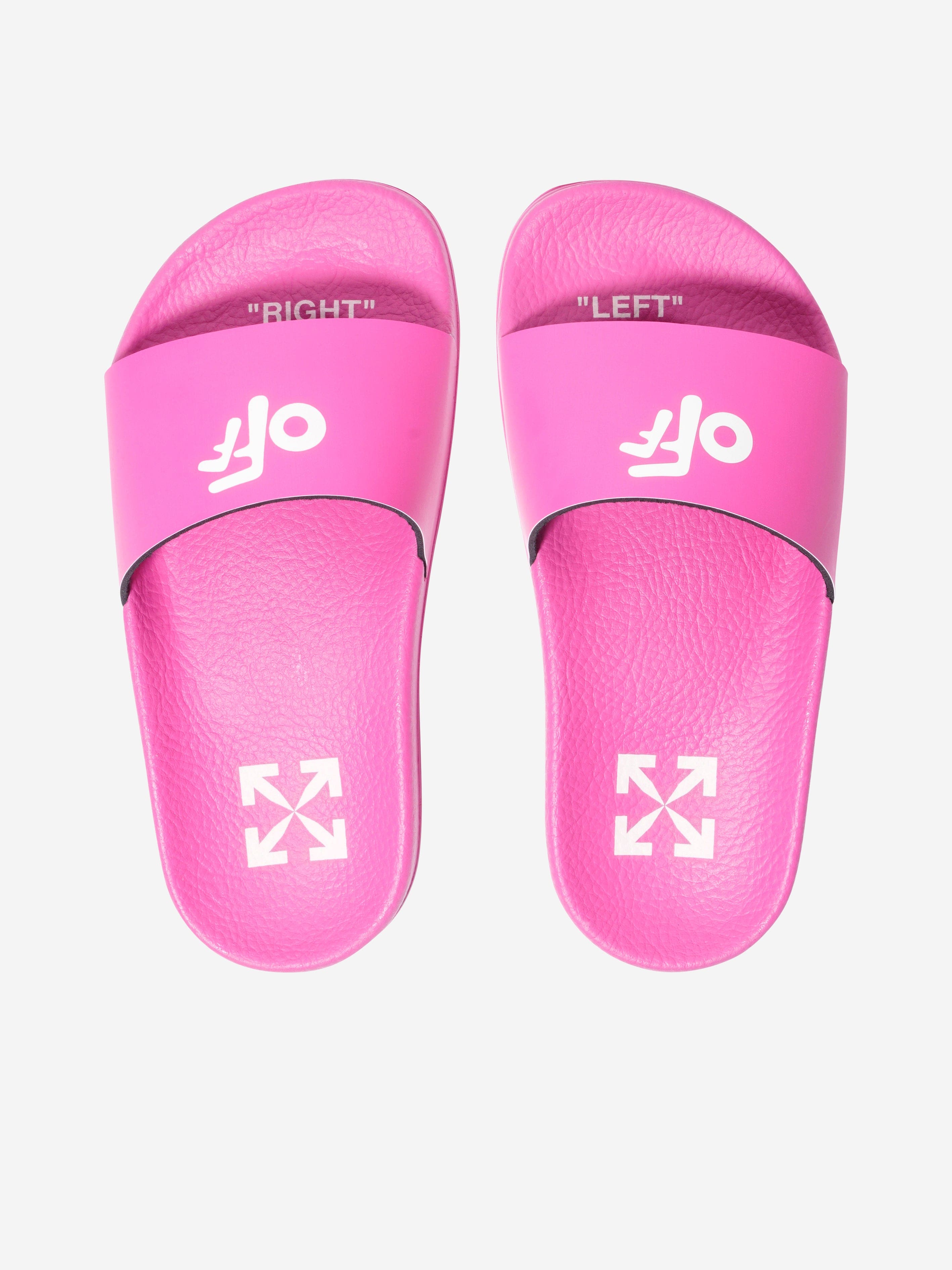 Off-White Girls Logo Sliders in Pink