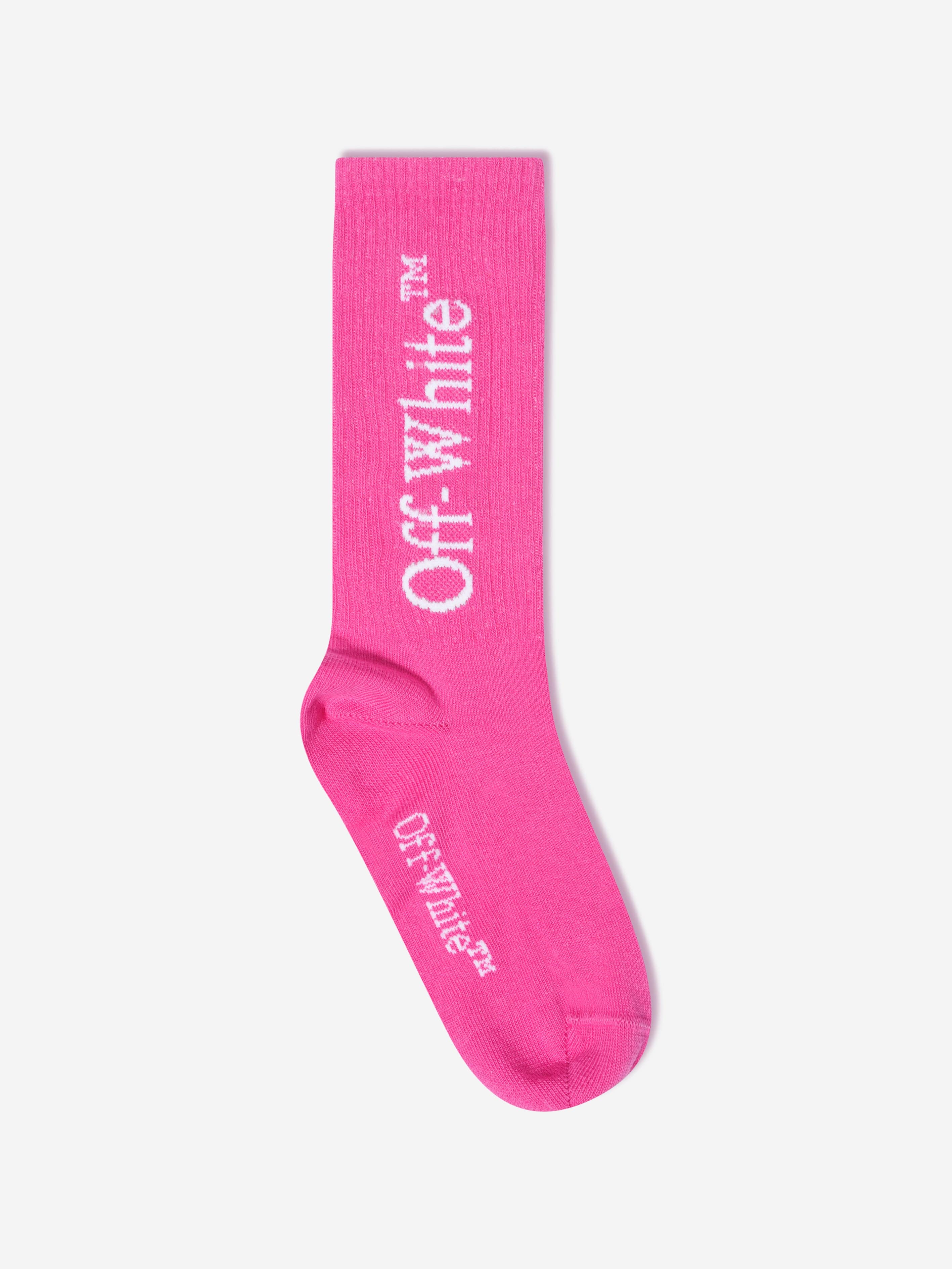 Off-White Girls Diagonal Logo Socks in Pink