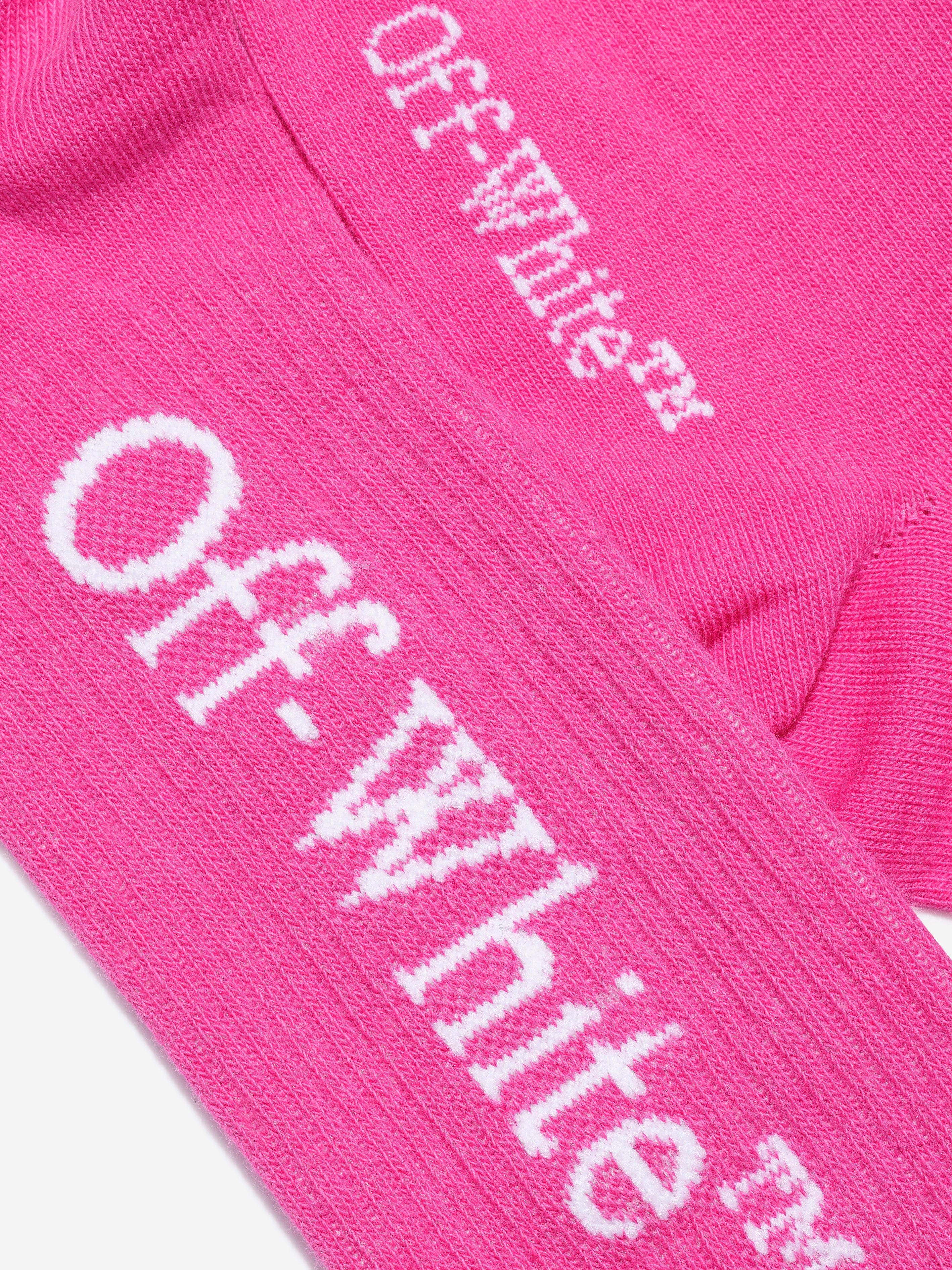 Off-White Girls Diagonal Logo Socks in Pink