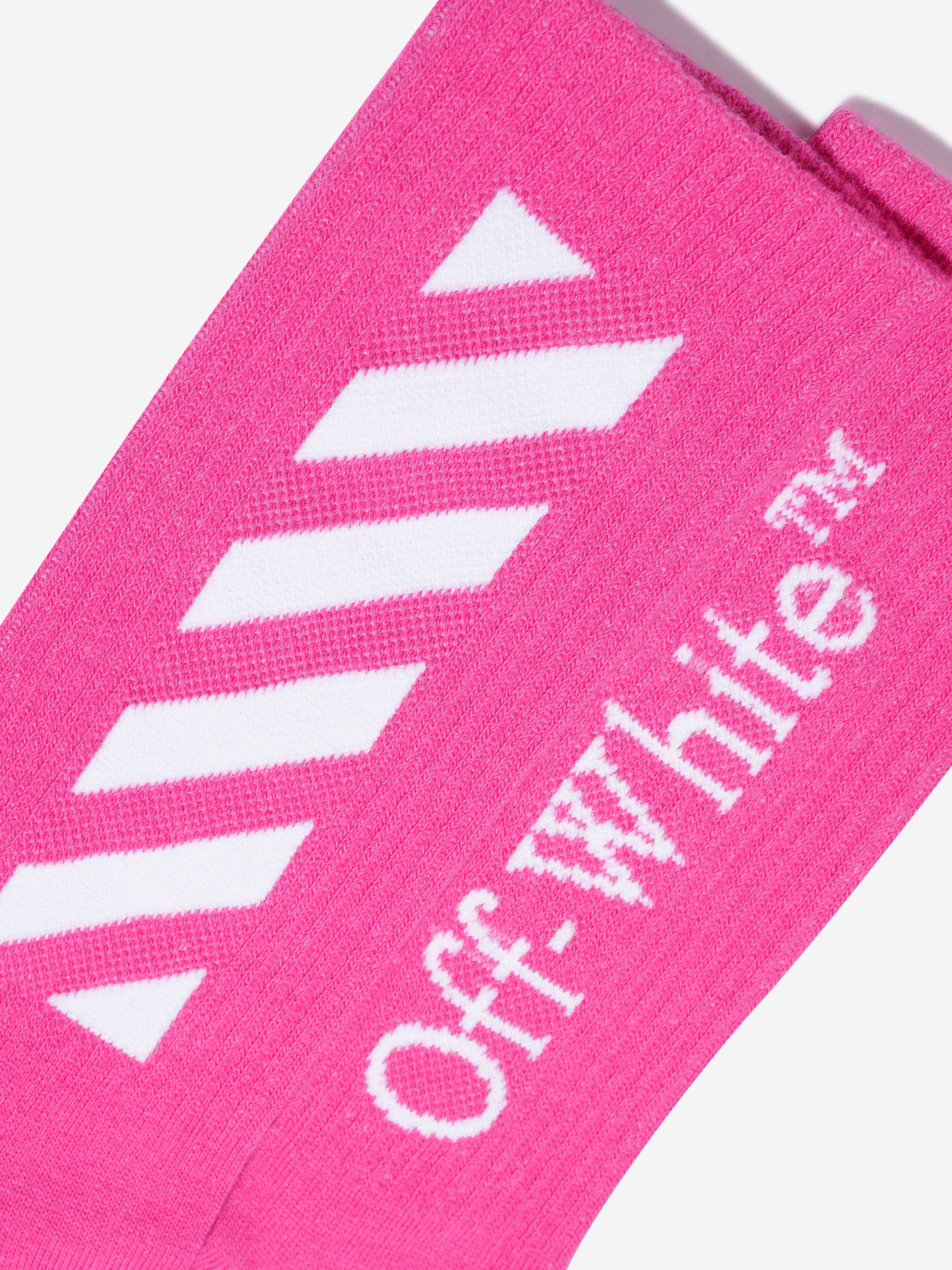 Off-White Girls Diagonal Logo Socks in Pink