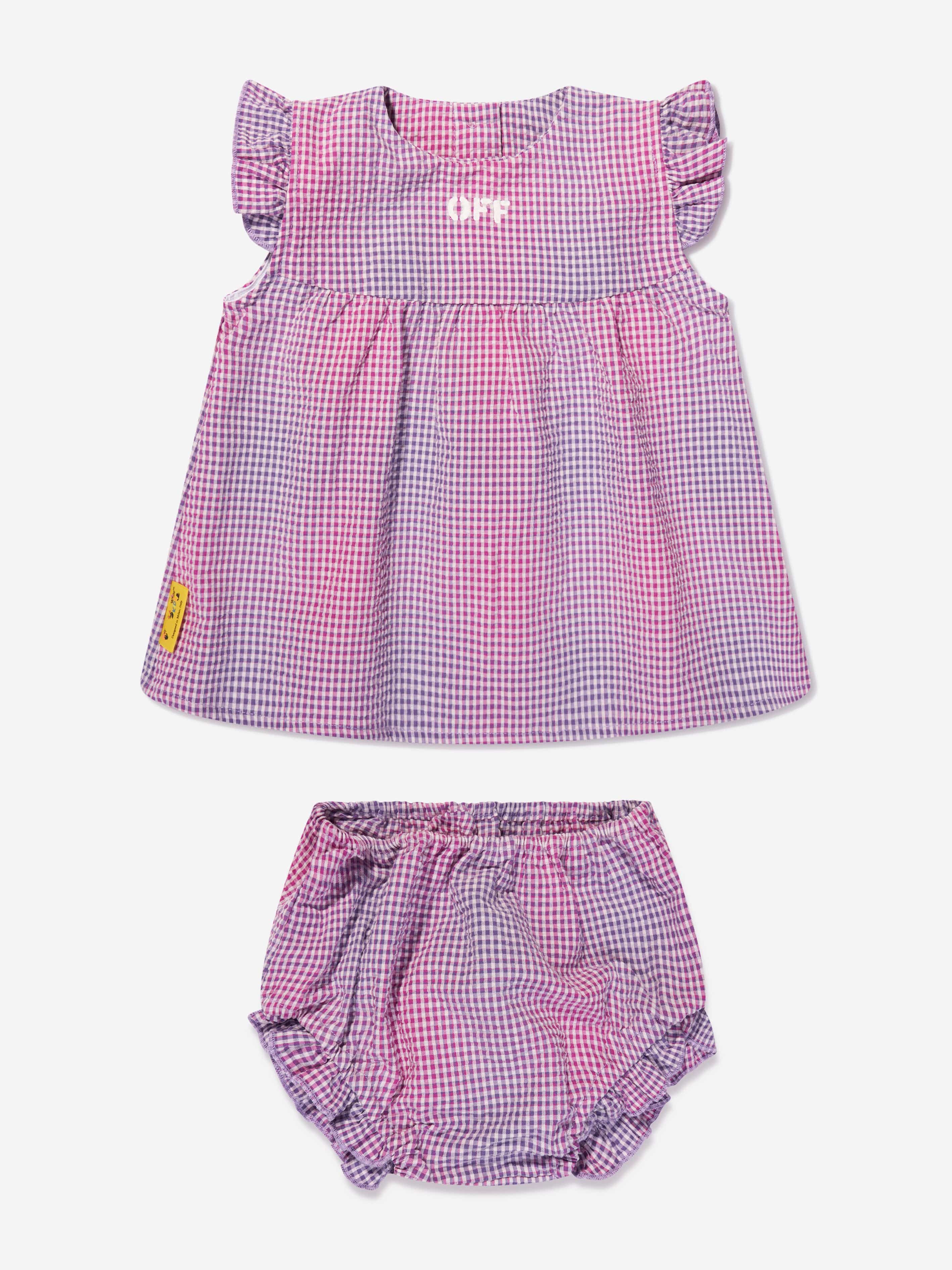 Off-White Baby Girls Off Stamp Dress With Knickers in Lilac