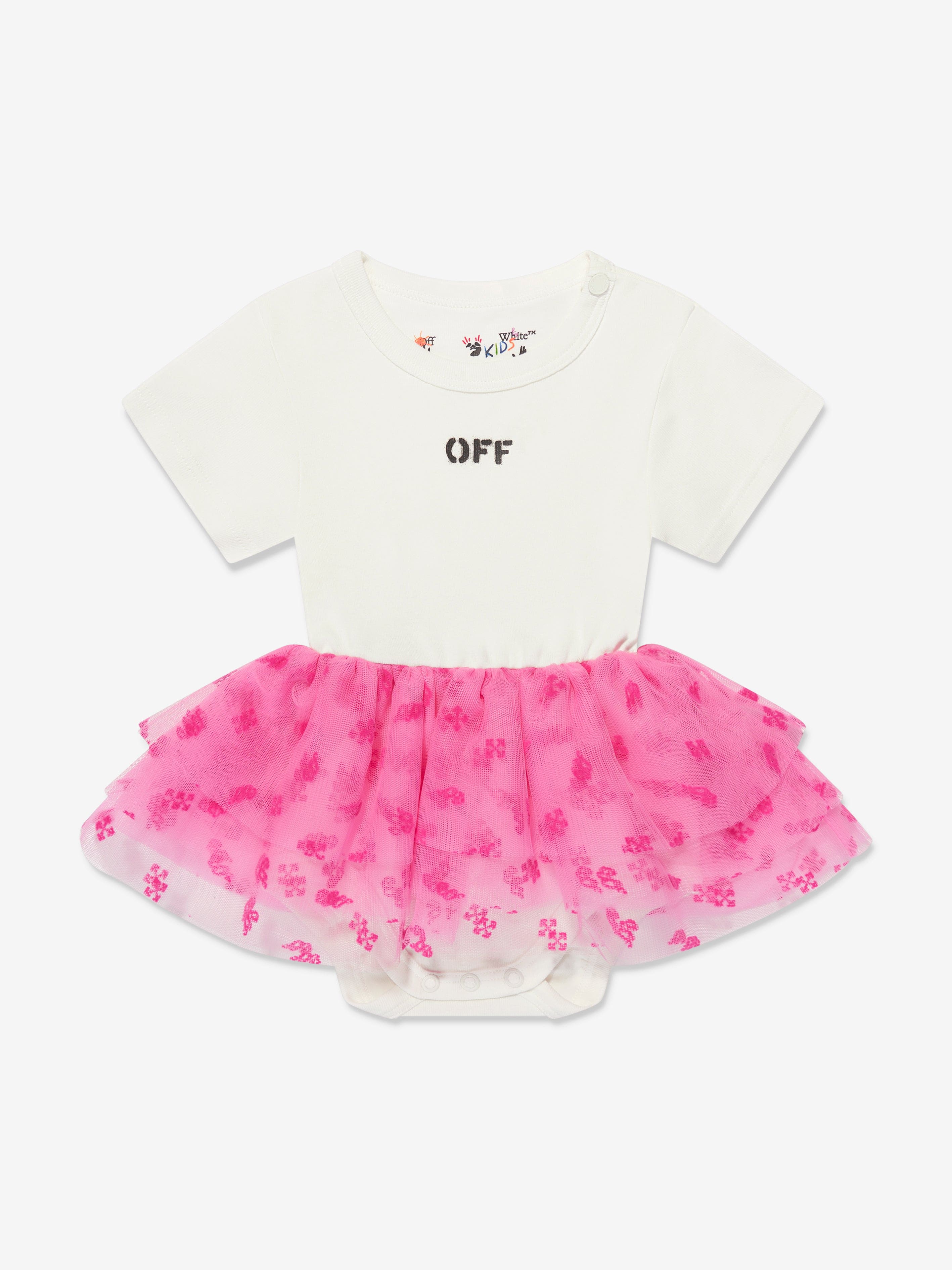 Off-White Baby Girls Off Stamp Tulle Flock Dress in White