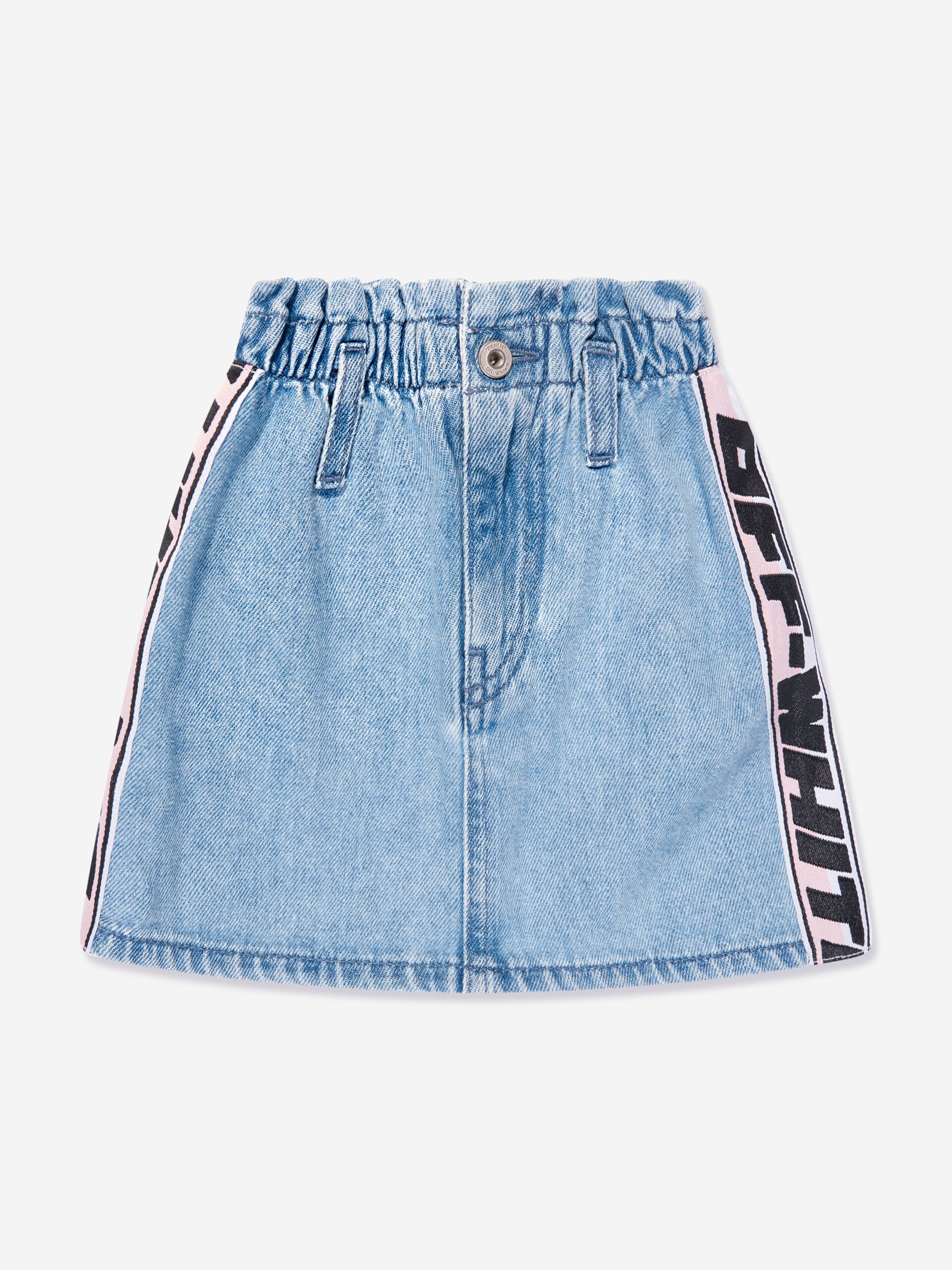 Off-White Girls Logo Band Denim Skirt in Blue