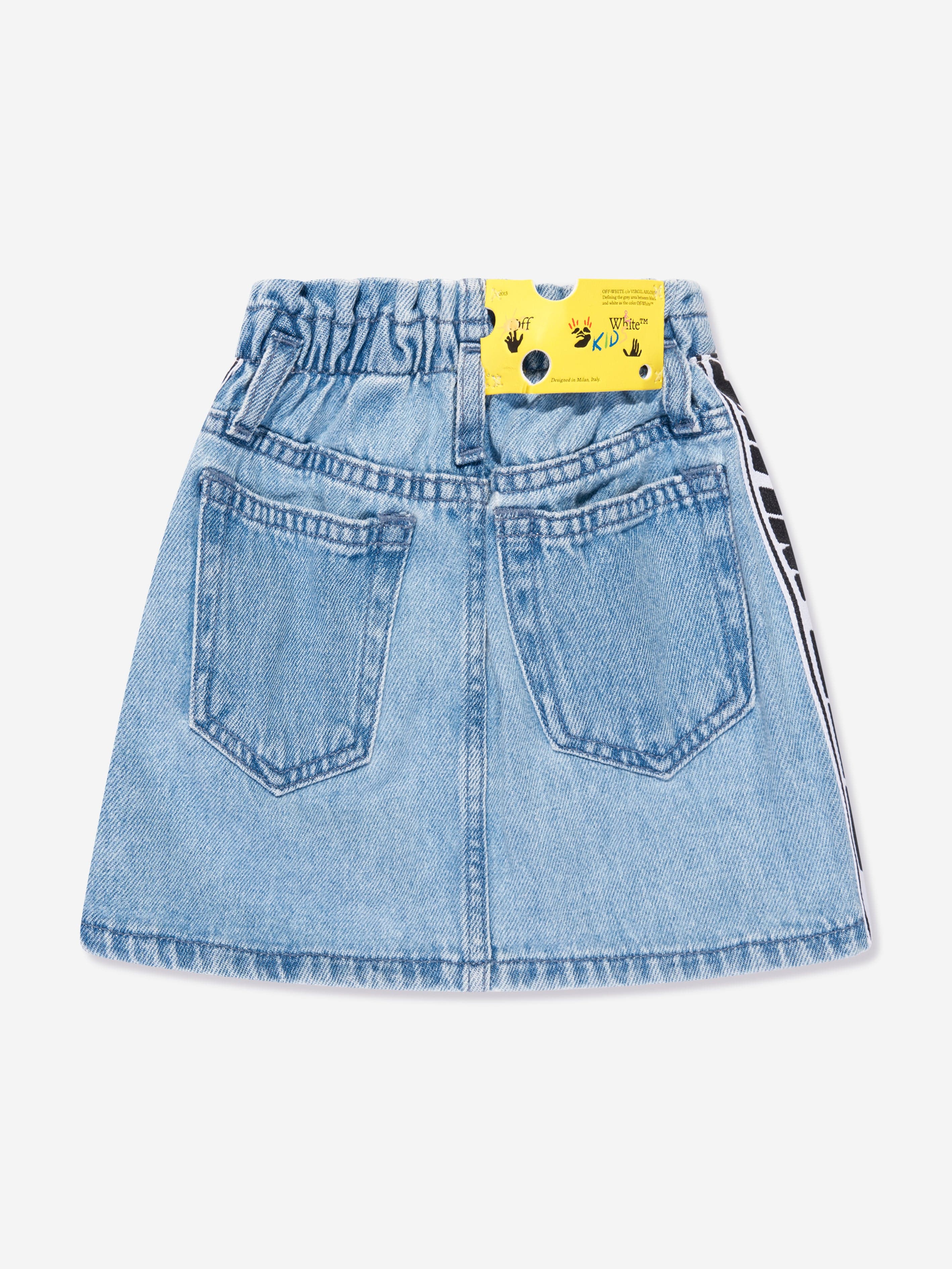 Off-White Girls Logo Band Denim Skirt in Blue